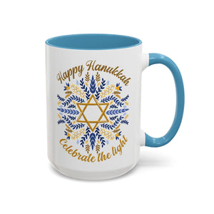 Happy Hanukkah, Celebrate the Light Mug - 15oz / Light Blue - Wild Pour