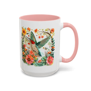 Hummingbird in Flight, Paper Quilling Mug - 15oz / Pink - Wild Pour