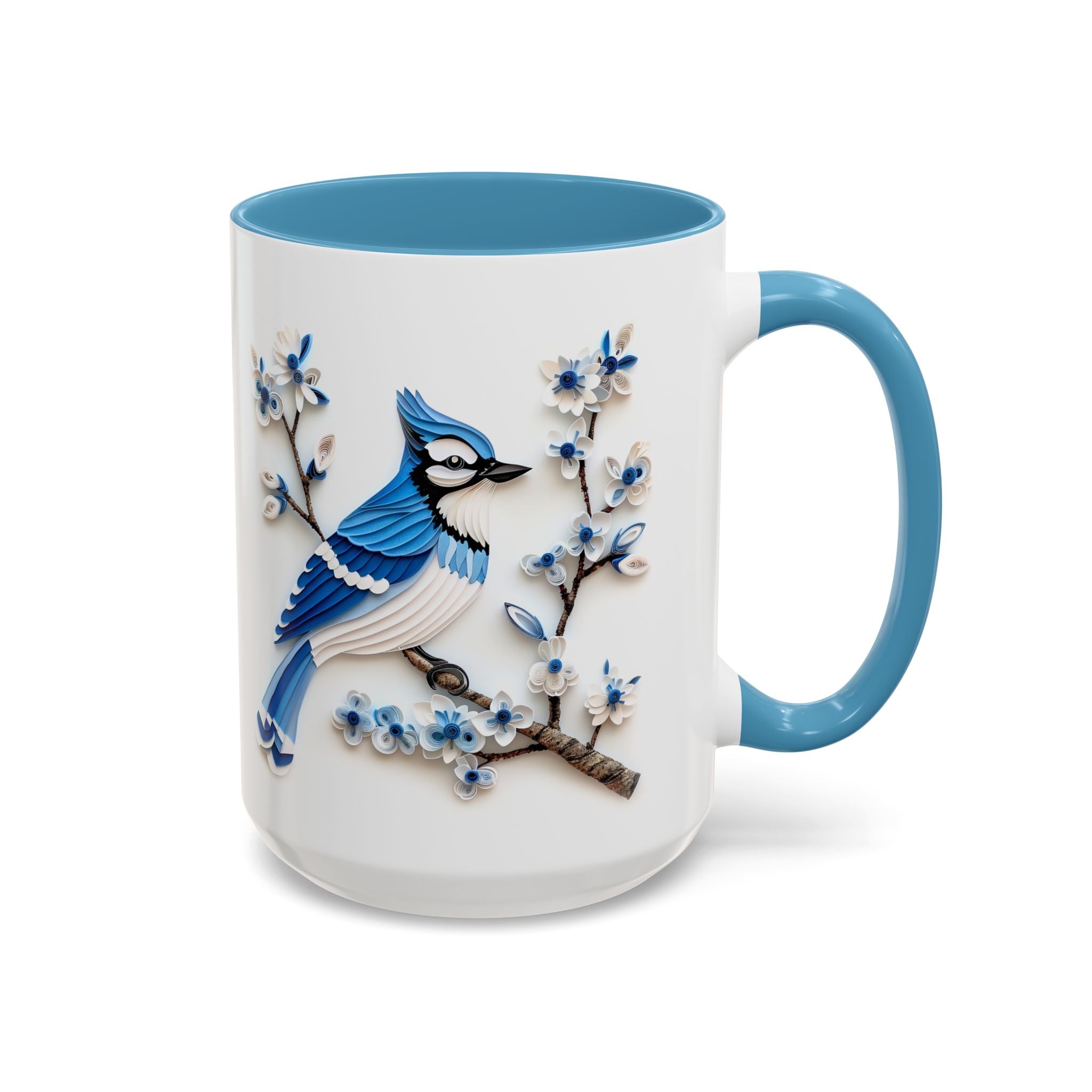 Blue Jay, Paper Quilling Mug - 15oz / Light Blue - Wild Pour