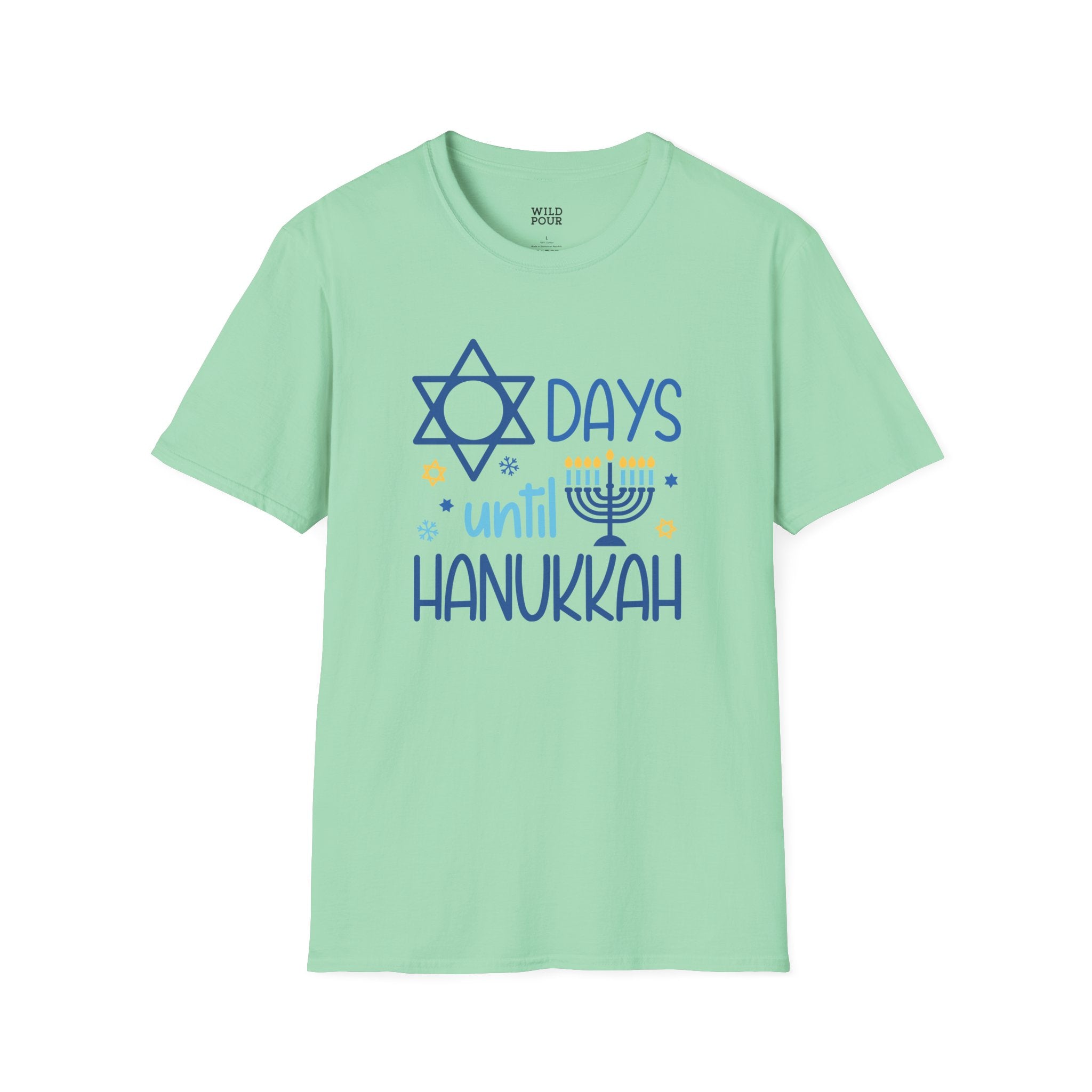 Days Until Hanukkah Tee - S / Mint Green - Wild Pour