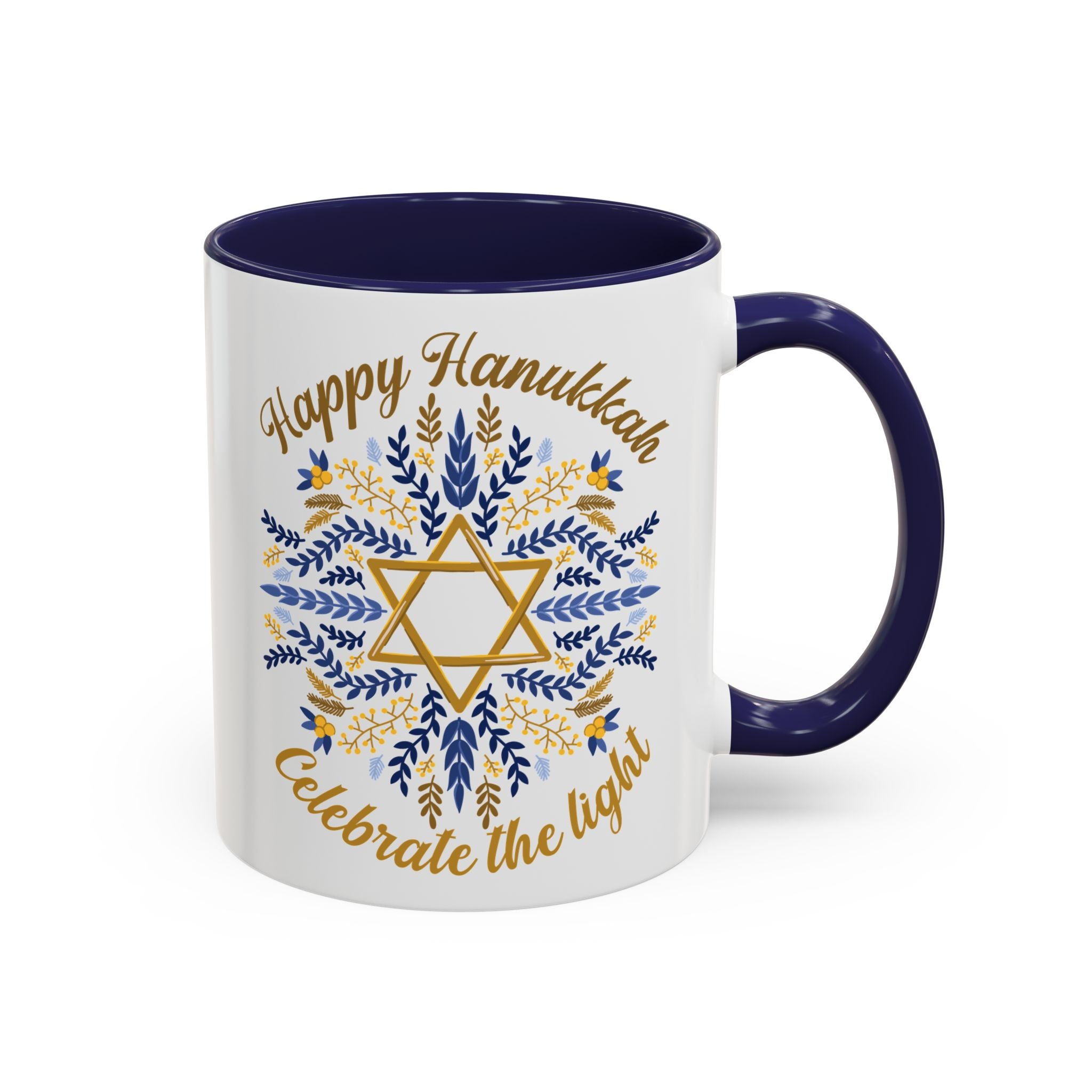 Happy Hanukkah, Celebrate the Light Mug - 11oz / Navy - Wild Pour