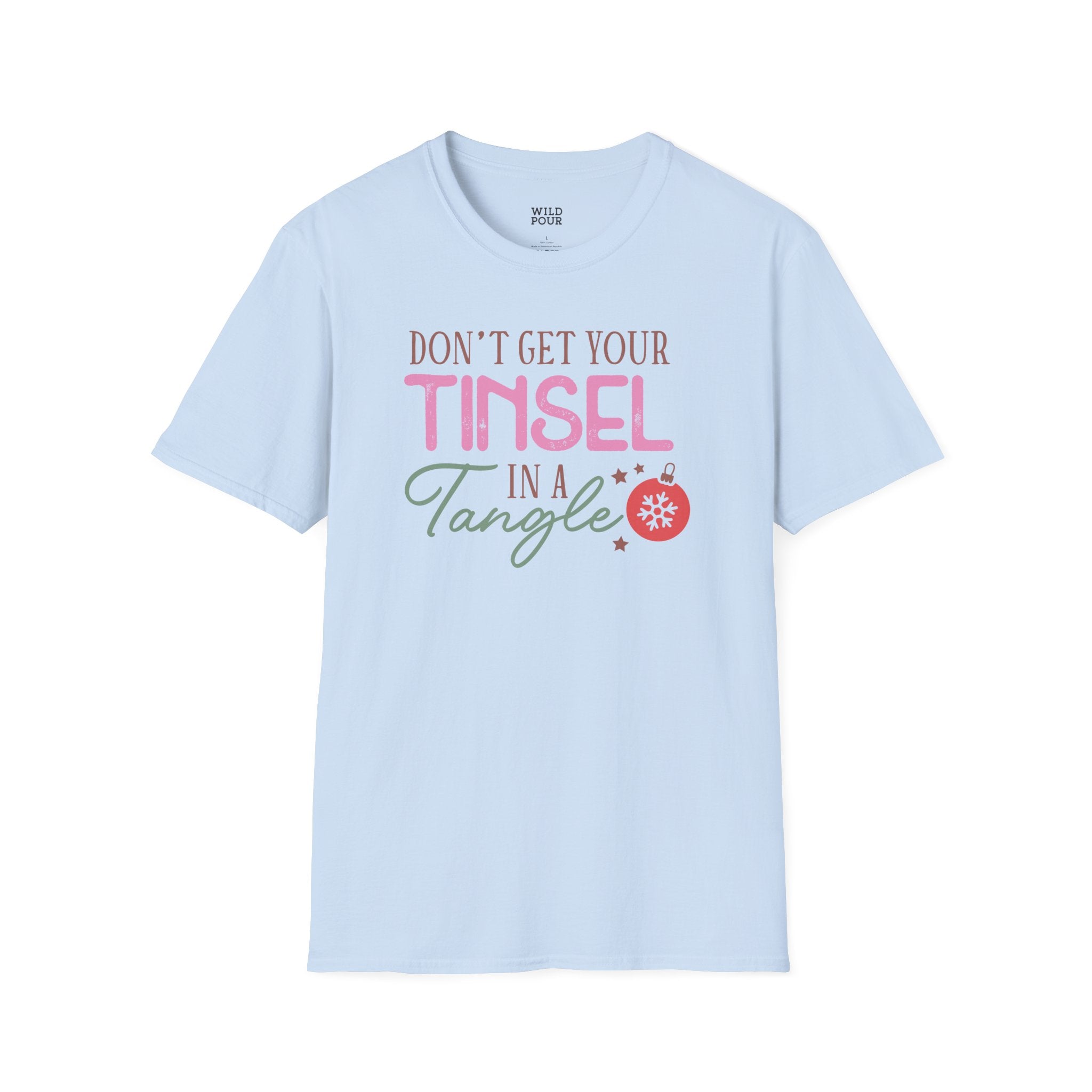 Don't Get Your Tinsel in a Tangle Tee - S / Light Blue - Wild Pour