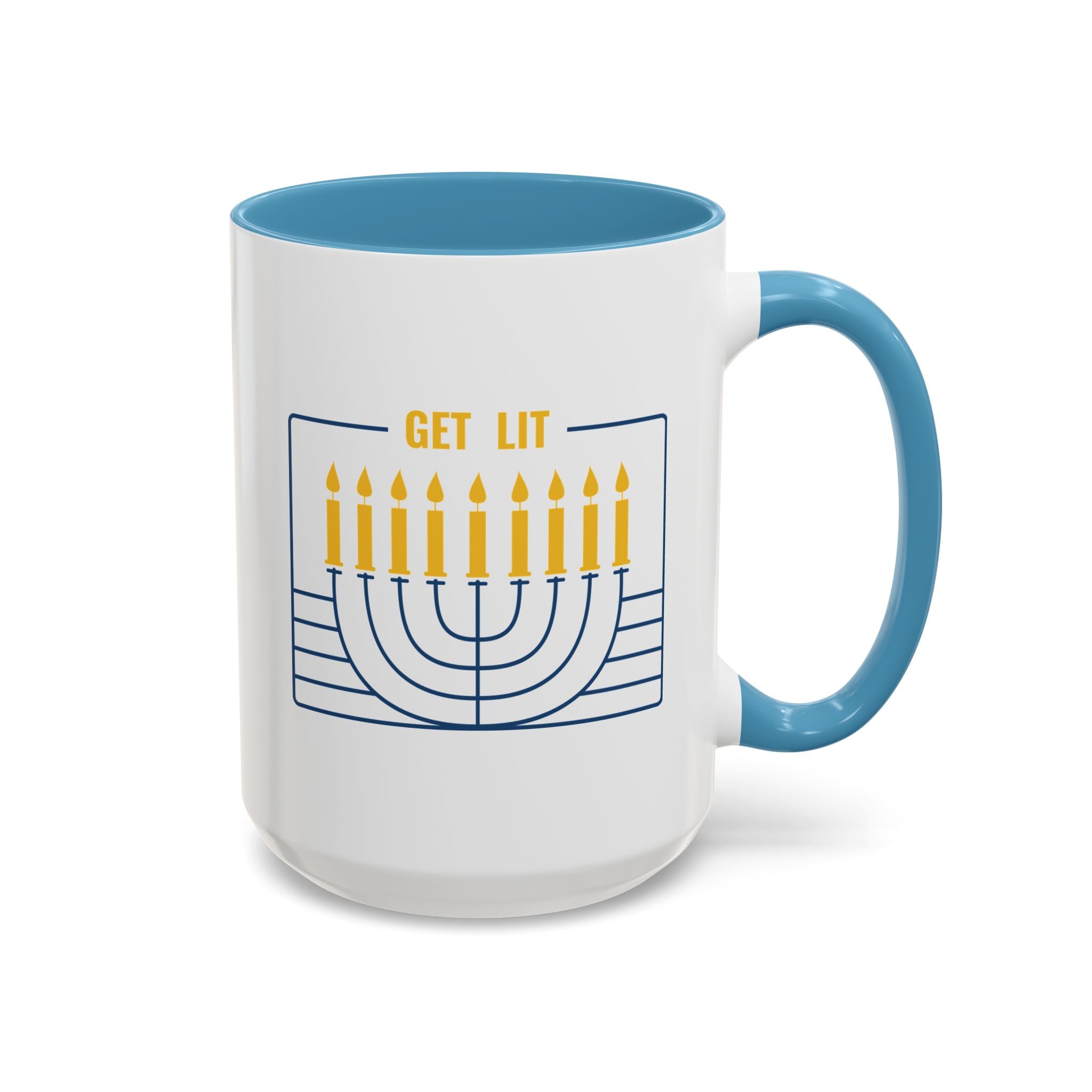 Get Lit, Menorah Mug - 15oz / Light Blue - Wild Pour