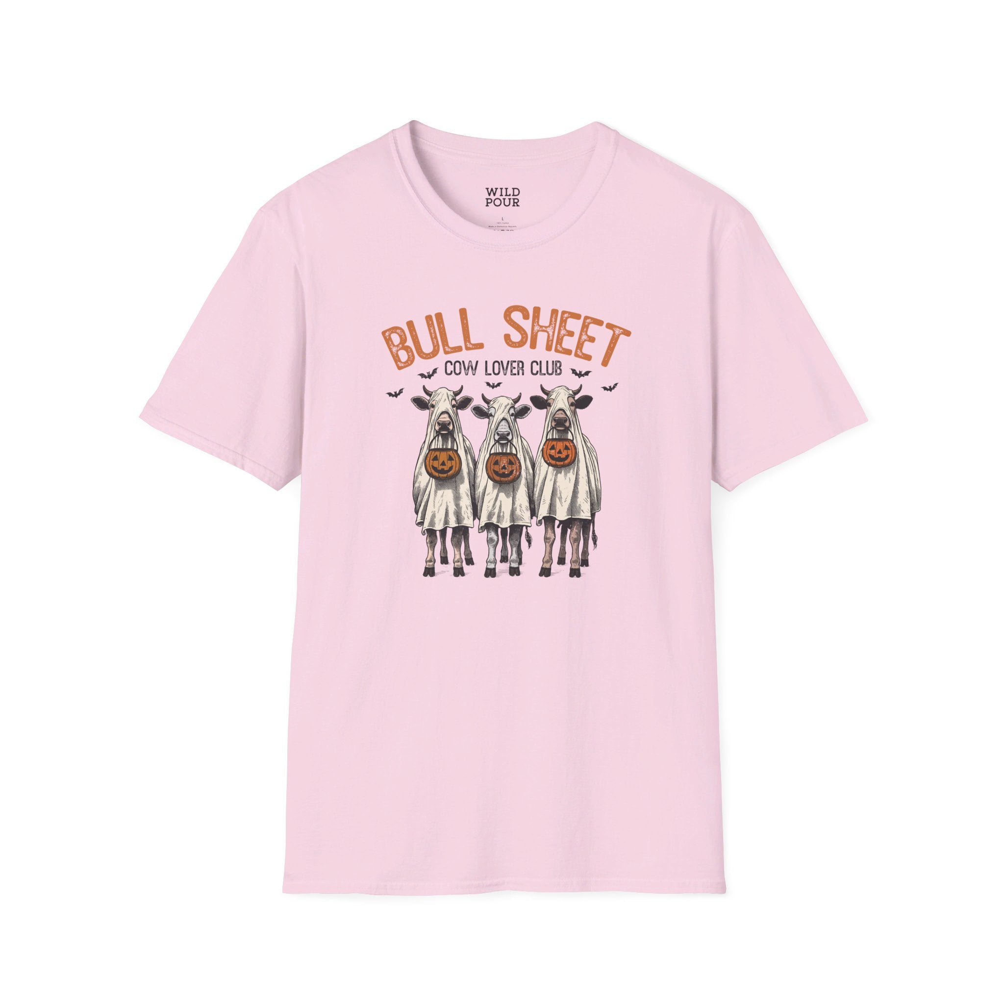 Bull Sheet - Cow Lovers Club, Vintage Cow Tee - S / Light Pink - Wild Pour