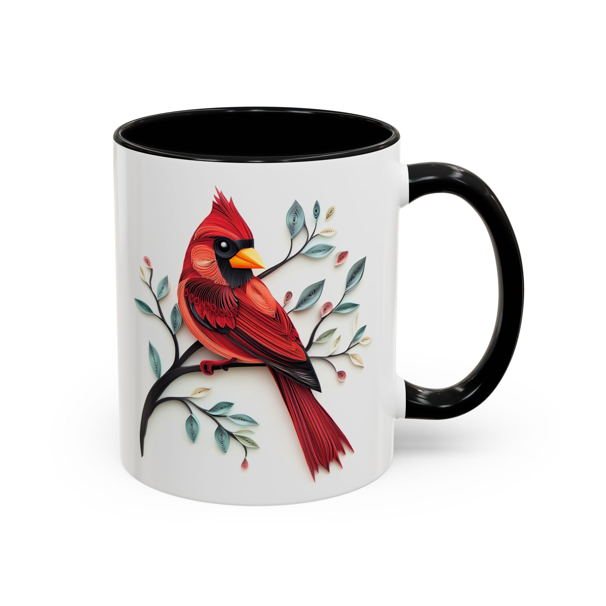 Cardinal, Paper Quilling Mug - 11oz / Black - Wild Pour