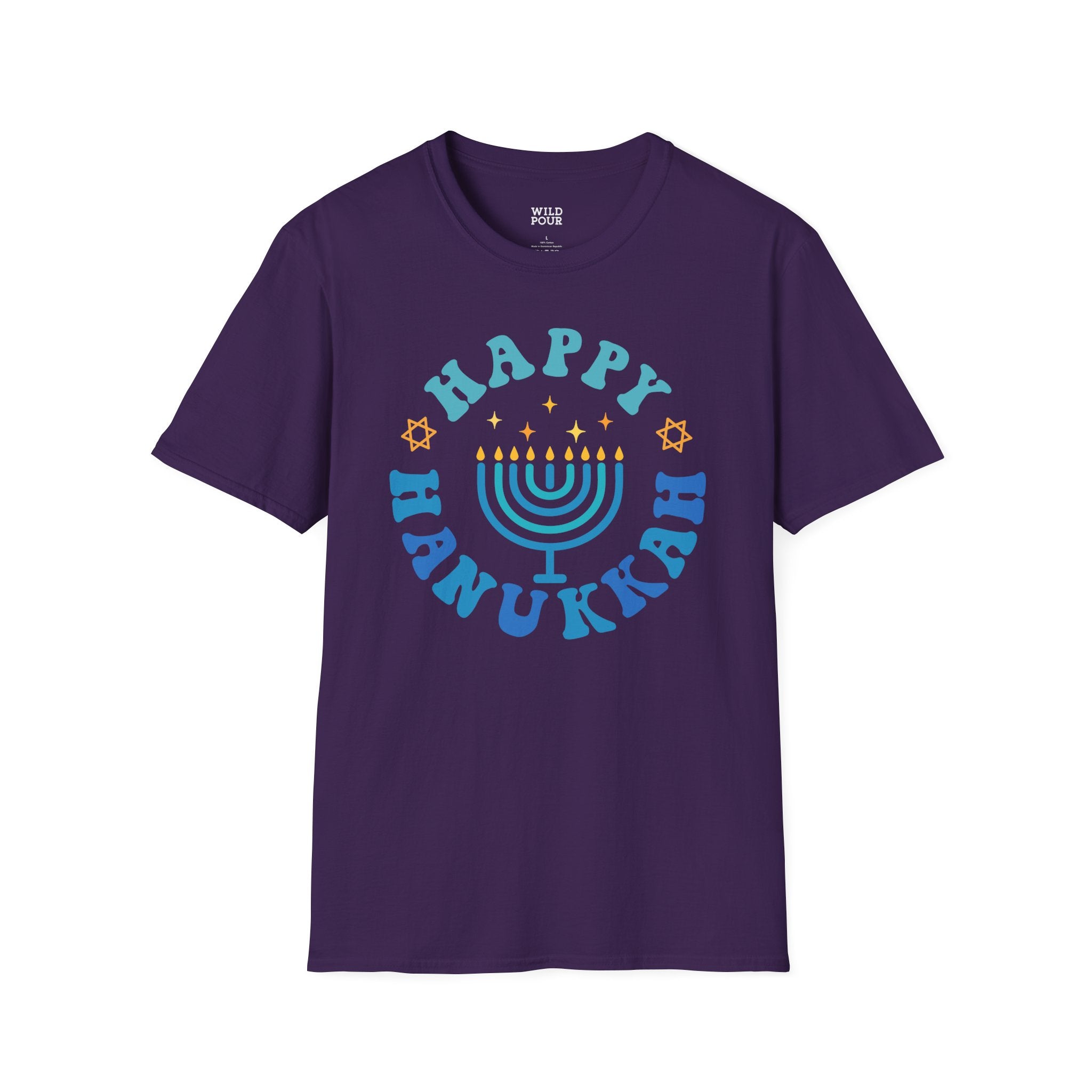 Happy Hanukkah, Menorah Tee - S / Purple - Wild Pour