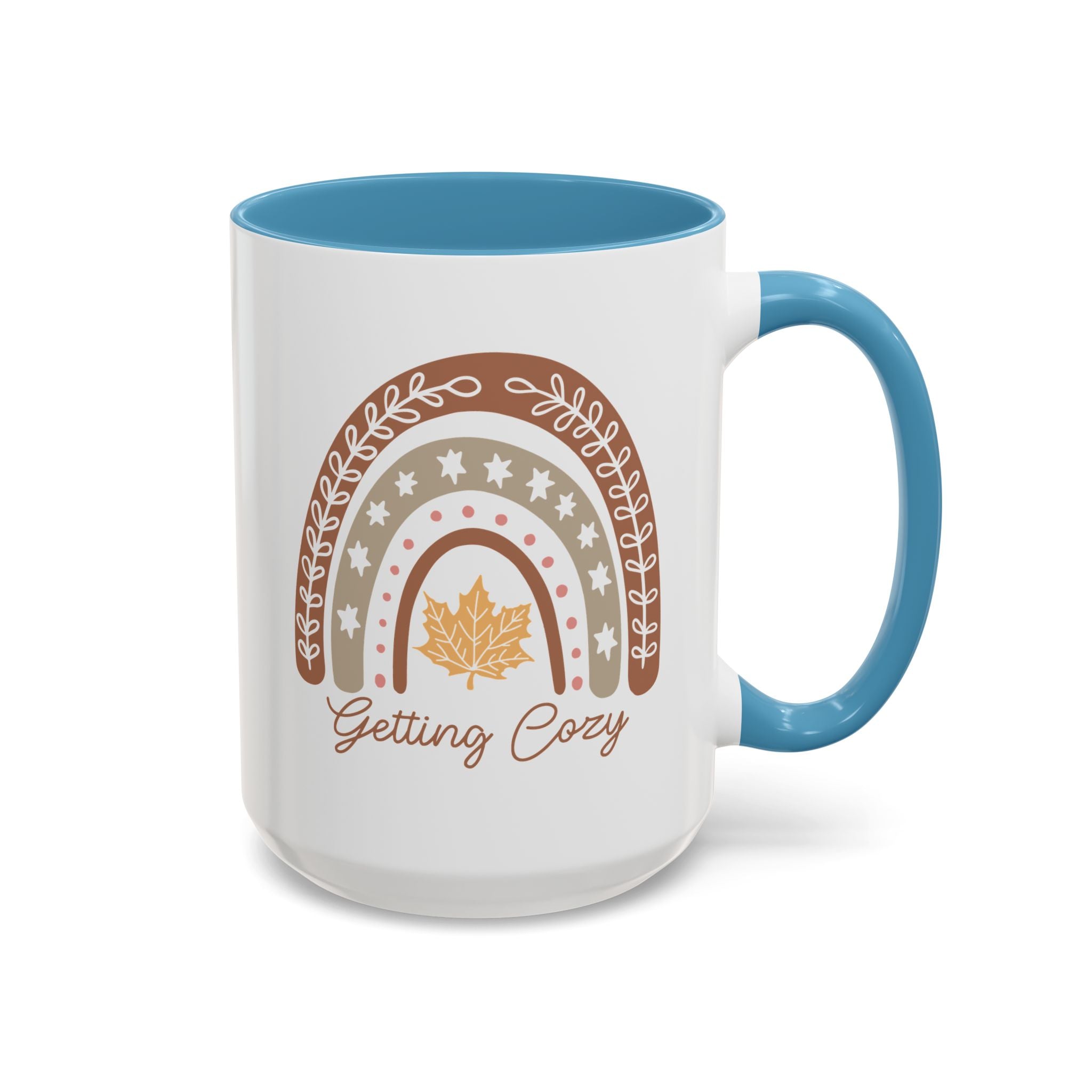 Getting Cozy, Boho Fall Rainbow Mug - 15oz / Light Blue - Wild Pour