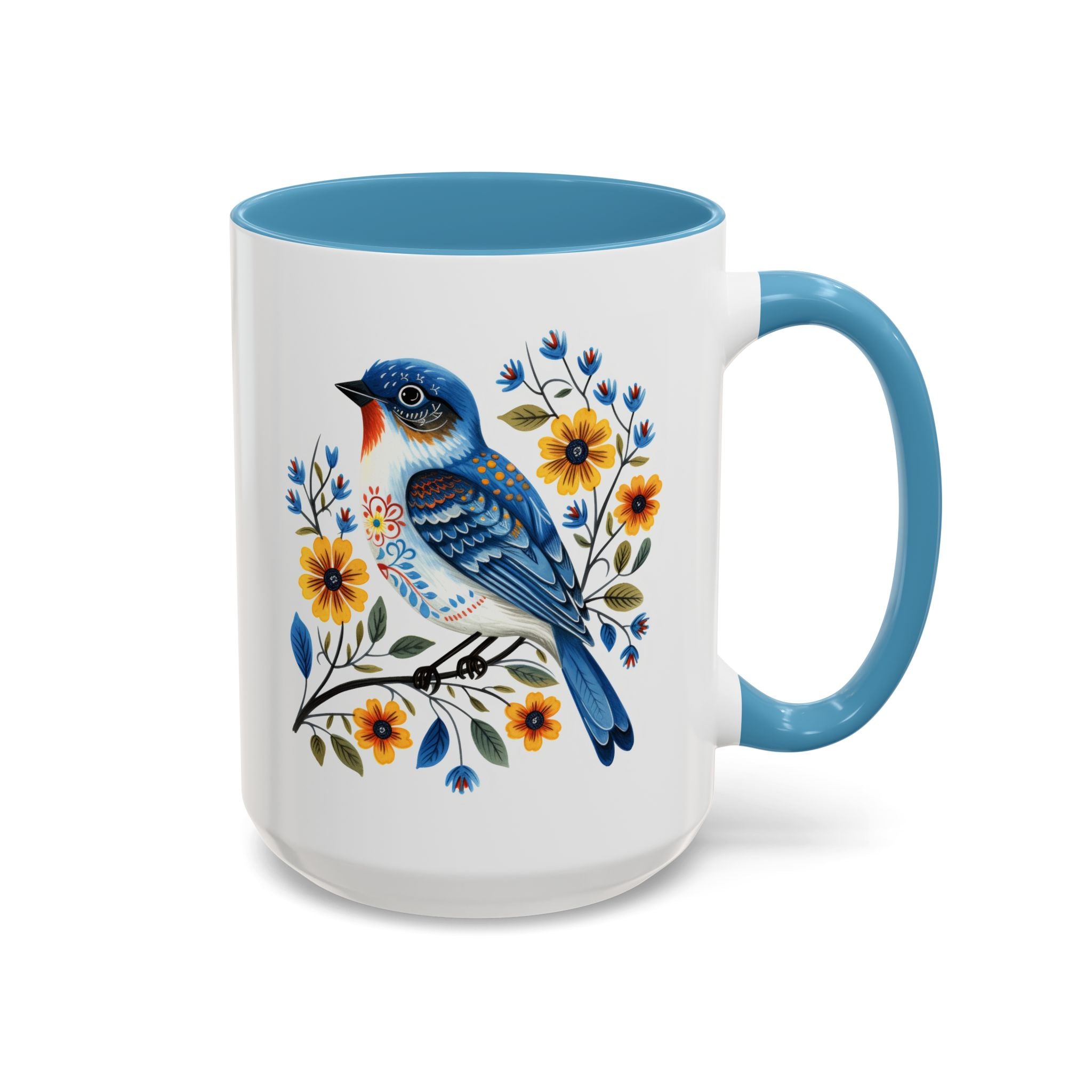 Blue Bird, Folk Art Mug