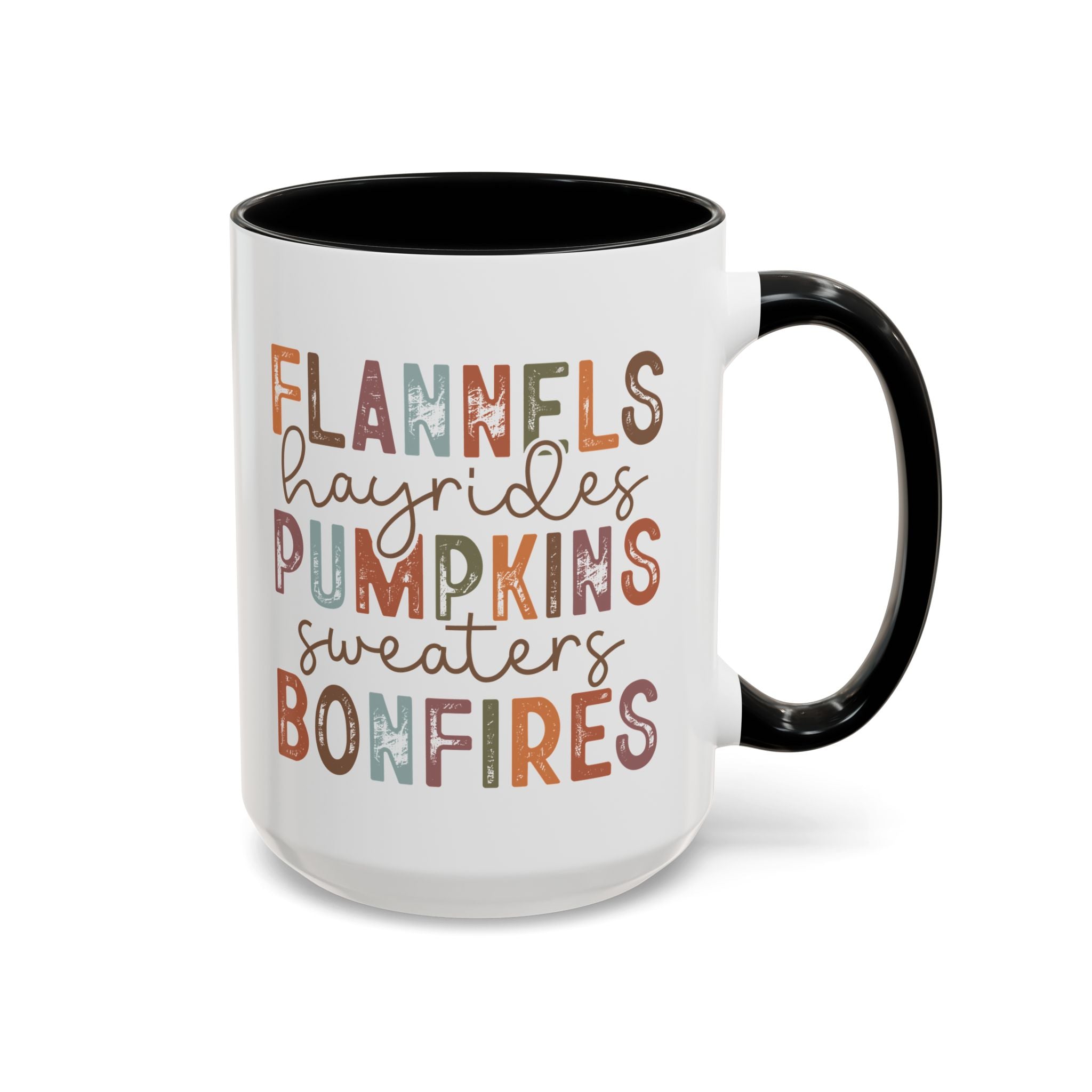 Flannels Hayrides Pumpkins Sweater and Bonfires Mug - 15oz / Black - Wild Pour