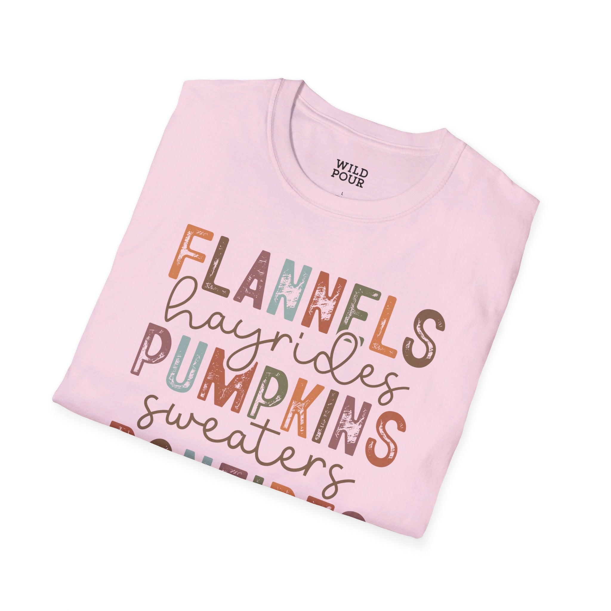 Flannels Hayrides Pumpkins Sweaters and Bonfires Tee - Wild Pour