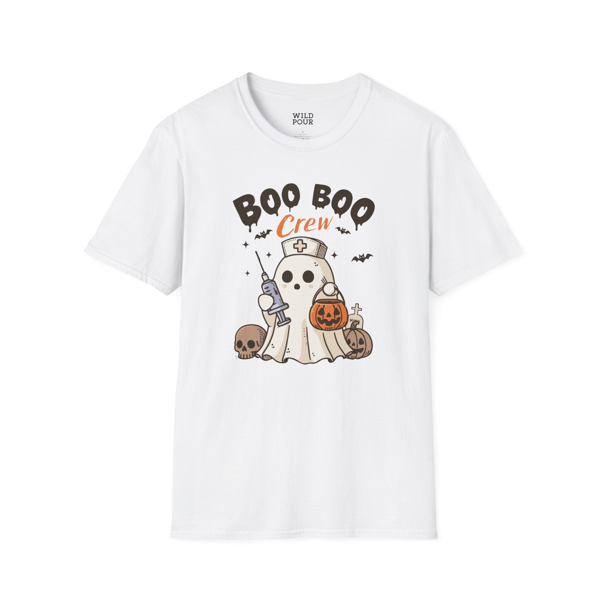 Boo Boo Crew Tee - White / S - Wild Pour