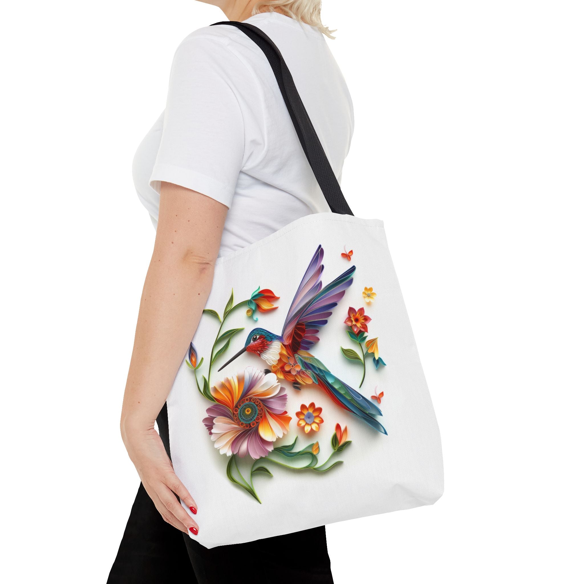 Hummingbird, Paper Quilling Tote Bag