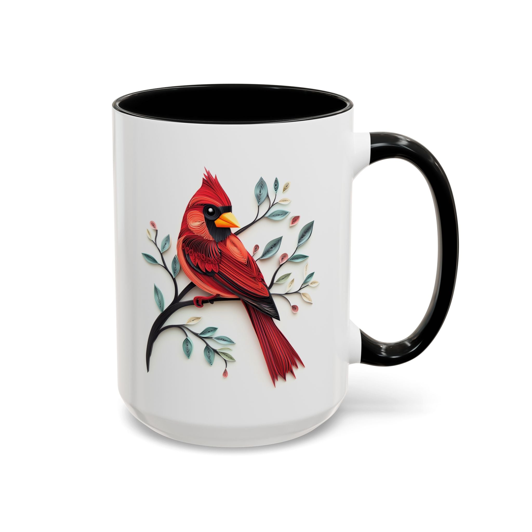 Cardinal, Paper Quilling Mug - 15oz / Black - Wild Pour