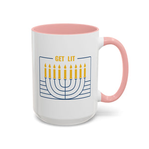 Get Lit, Menorah Mug - 15oz / Pink - Wild Pour