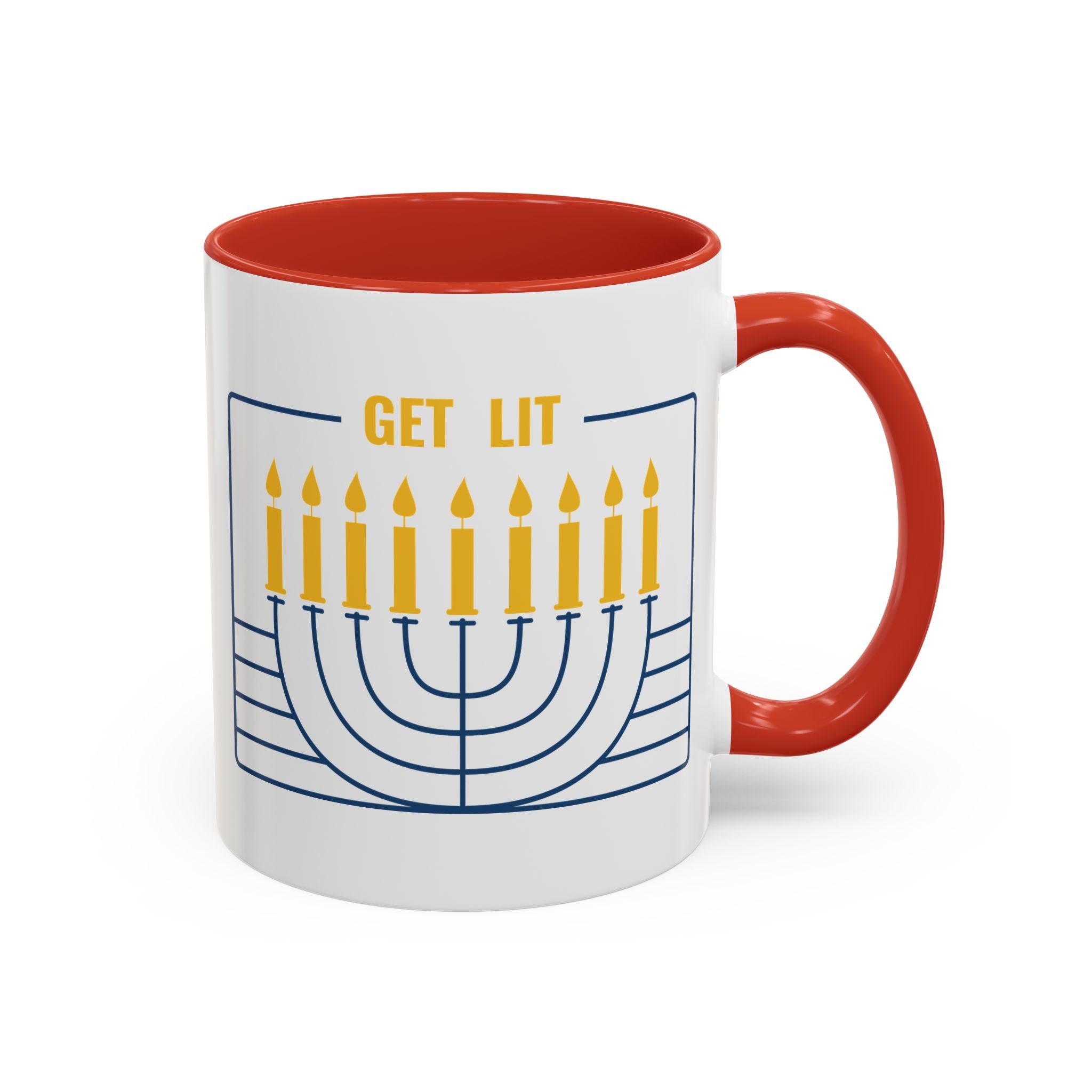 Get Lit, Menorah Mug - 11oz / Red - Wild Pour