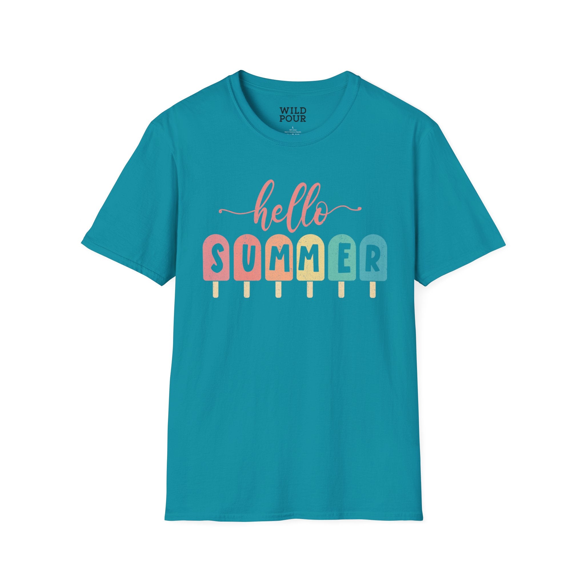 Hello Summer Popsicles Tee - Tropical Blue / S - Wild Pour