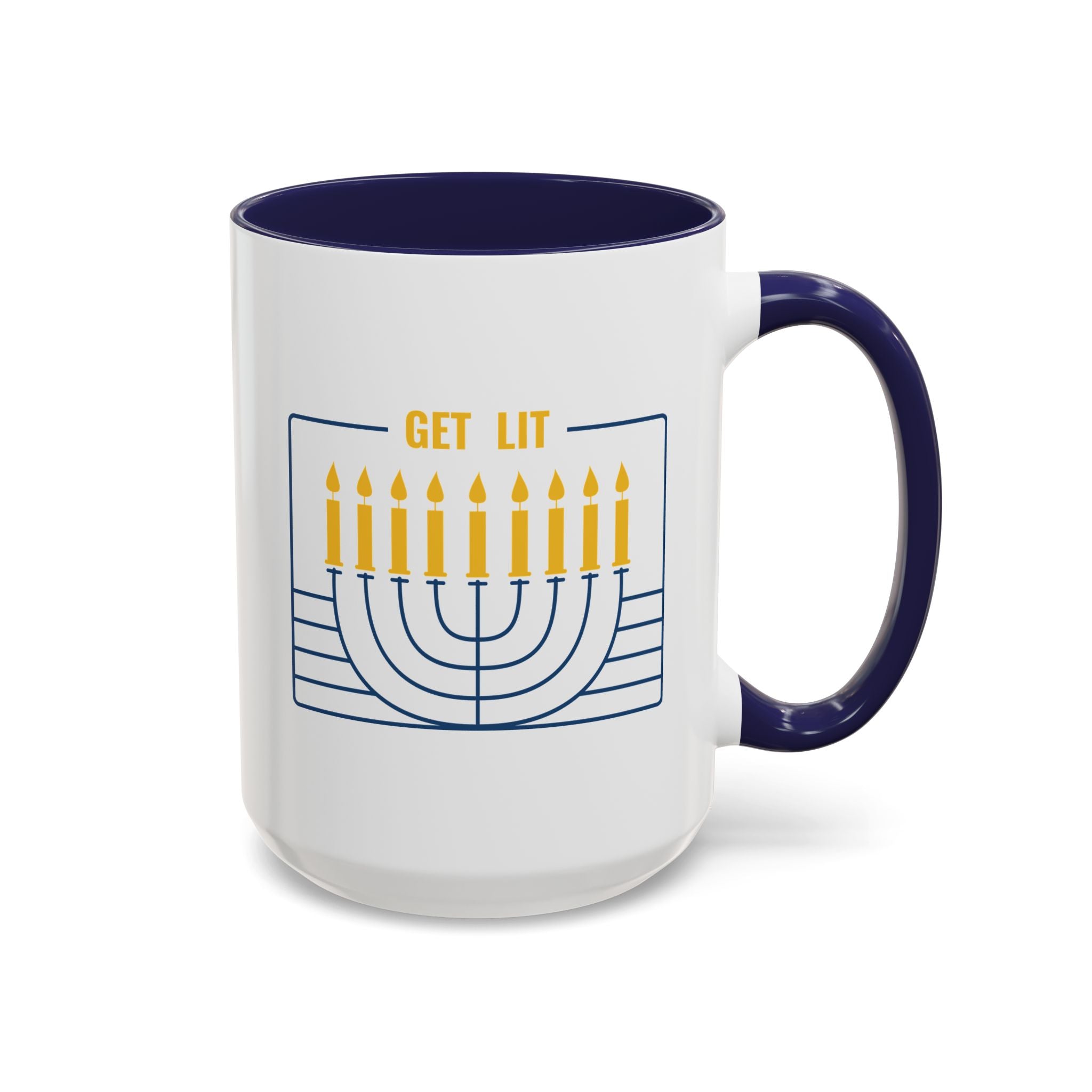 Get Lit, Menorah Mug - 15oz / Navy - Wild Pour