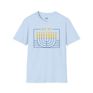 Get Lit, Menorah Tee - S / Light Blue - Wild Pour