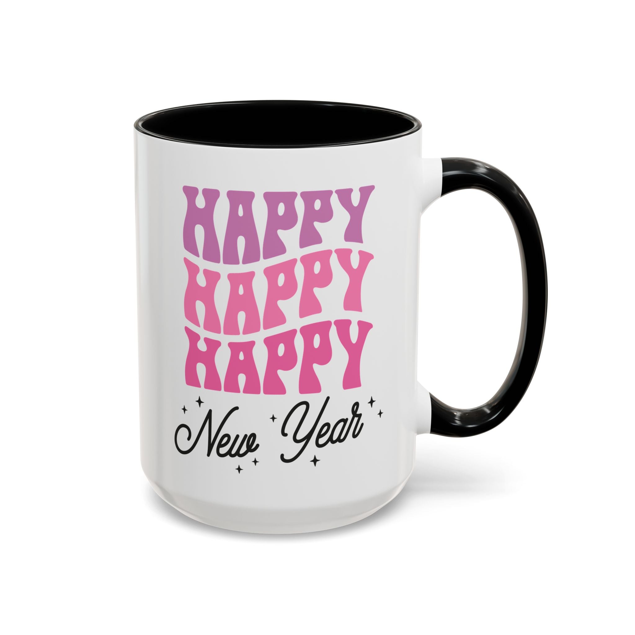 Happy Happy Happy New Year Mug - 15oz / Black - Wild Pour