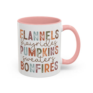 Flannels Hayrides Pumpkins Sweater and Bonfires Mug - 11oz / Pink - Wild Pour