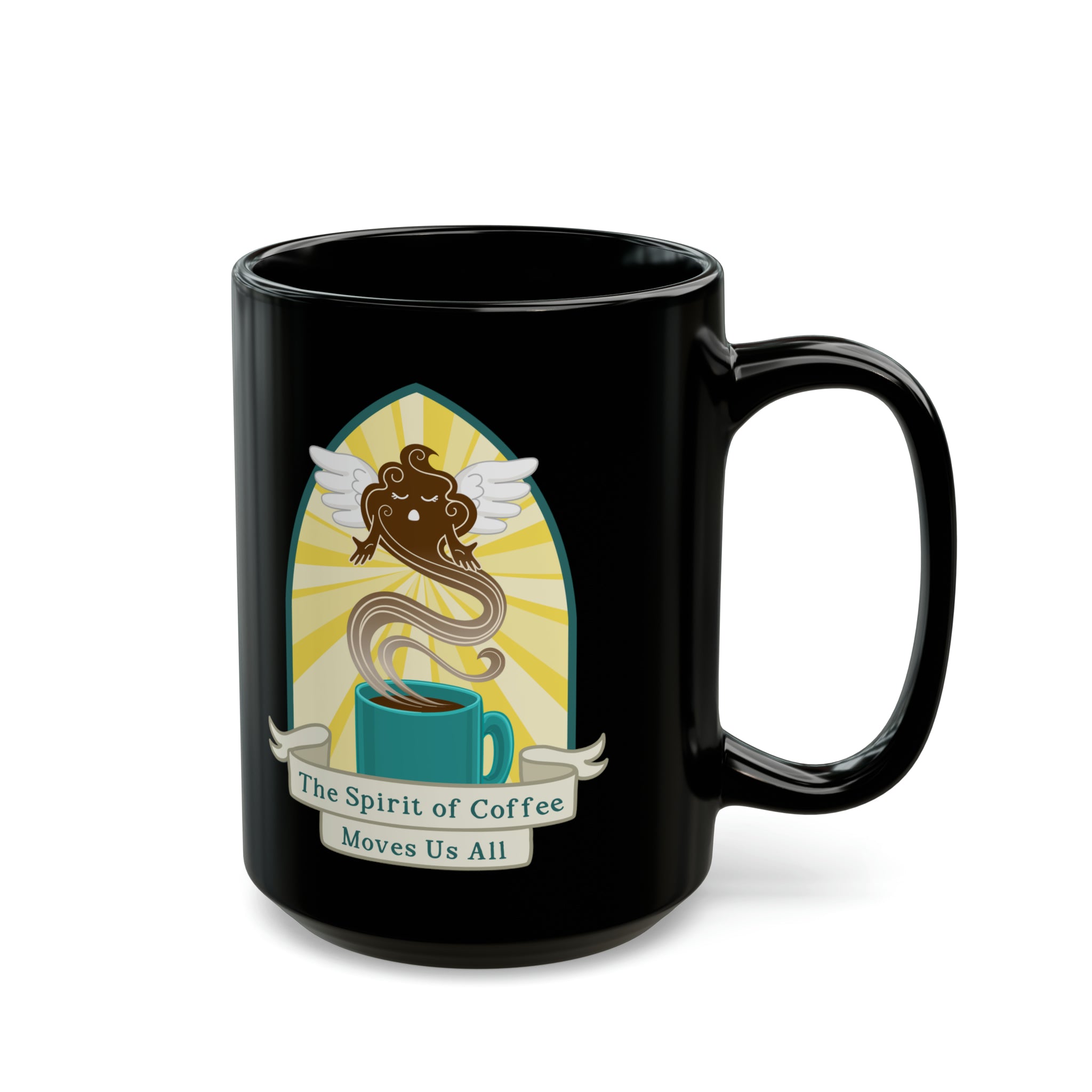 The Spirit of Coffee Moves Us All, 15oz 11oz Coffee Mug, Black or White, Funny, Poop Mug - Wild Pour