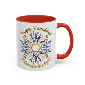 Happy Hanukkah, Celebrate the Light Mug - 11oz / Red - Wild Pour