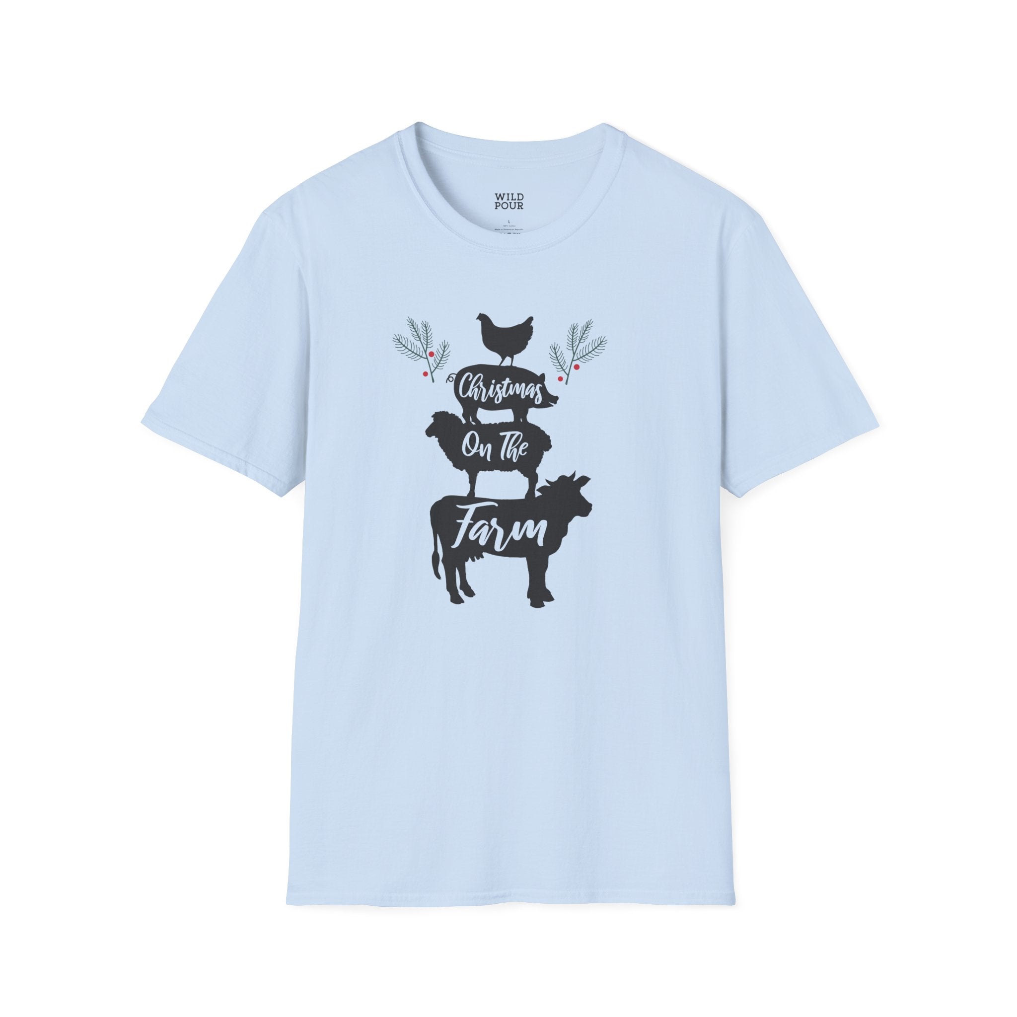 Christmas on the Farm Tee - S / Light Blue - Wild Pour