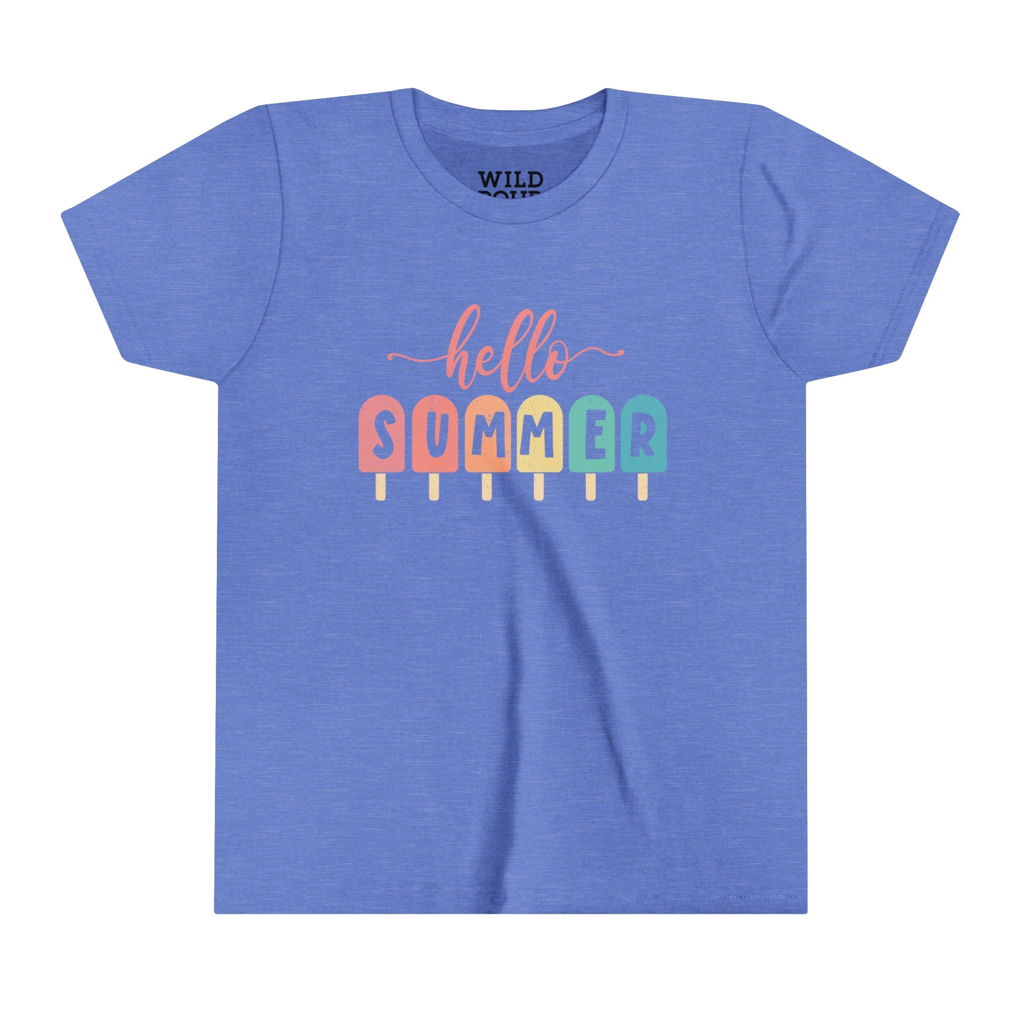 Hello Summer Youth Tee - Heather Columbia Blue / S - Wild Pour