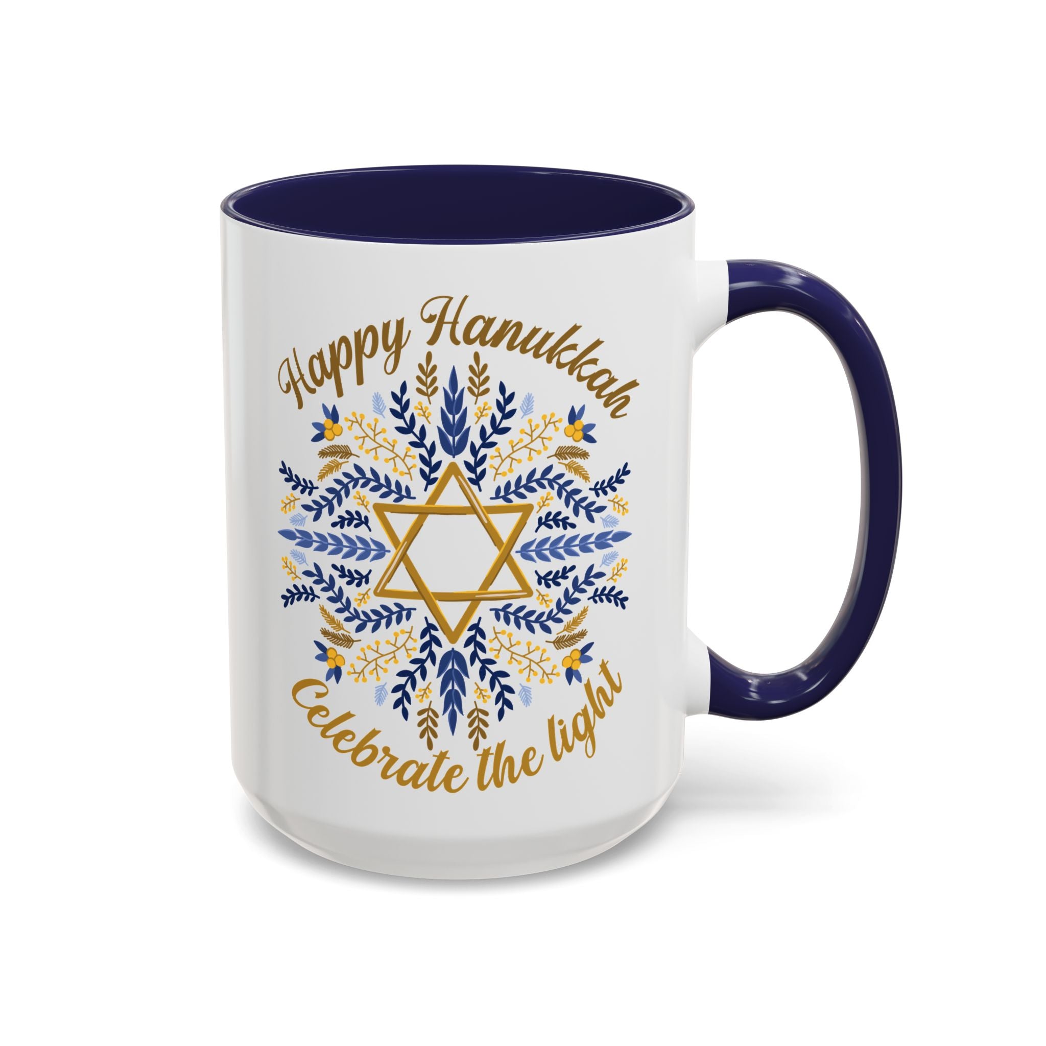 Happy Hanukkah, Celebrate the Light Mug - 15oz / Navy - Wild Pour