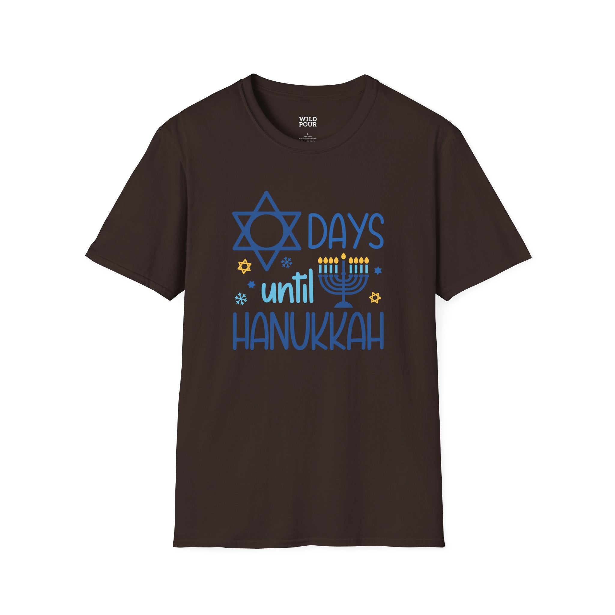 Days Until Hanukkah Tee - S / Dark Chocolate - Wild Pour