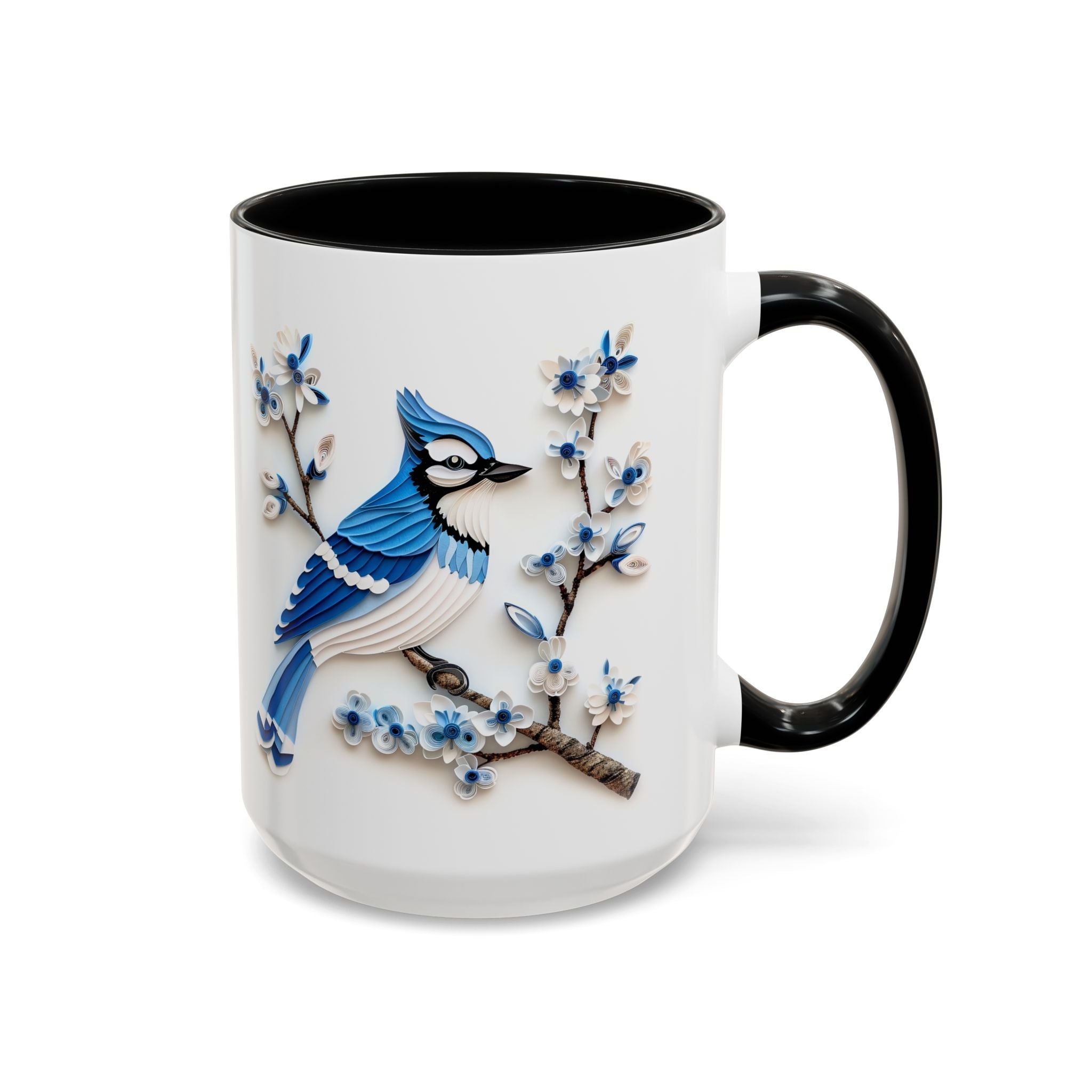 Blue Jay, Paper Quilling Mug - 15oz / Black - Wild Pour