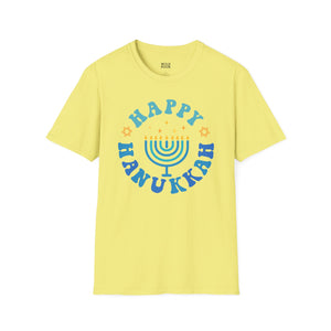 Happy Hanukkah, Menorah Tee - S / Cornsilk - Wild Pour