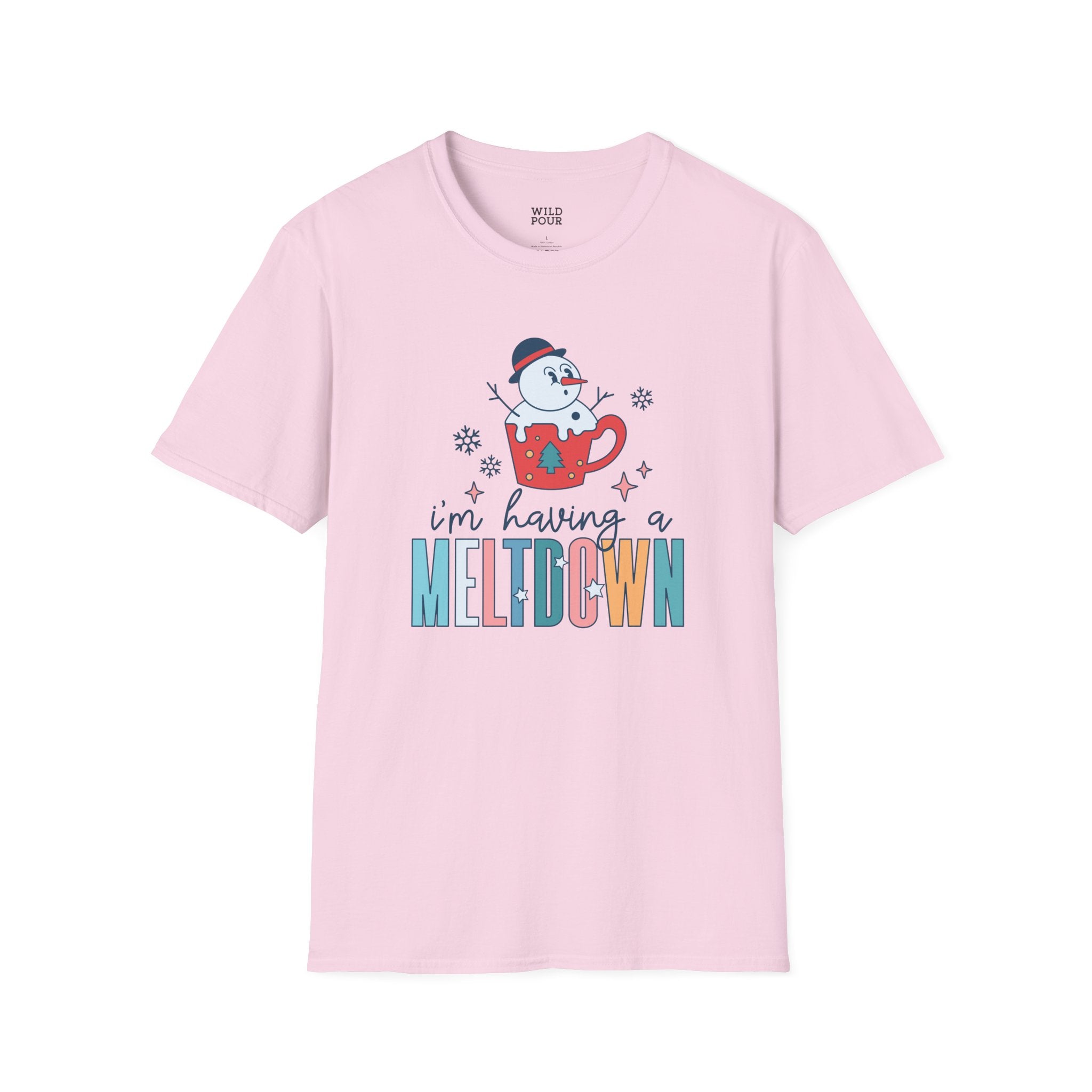 I'm Having a Meltdown, Snowman Tee - S / Light Pink - Wild Pour