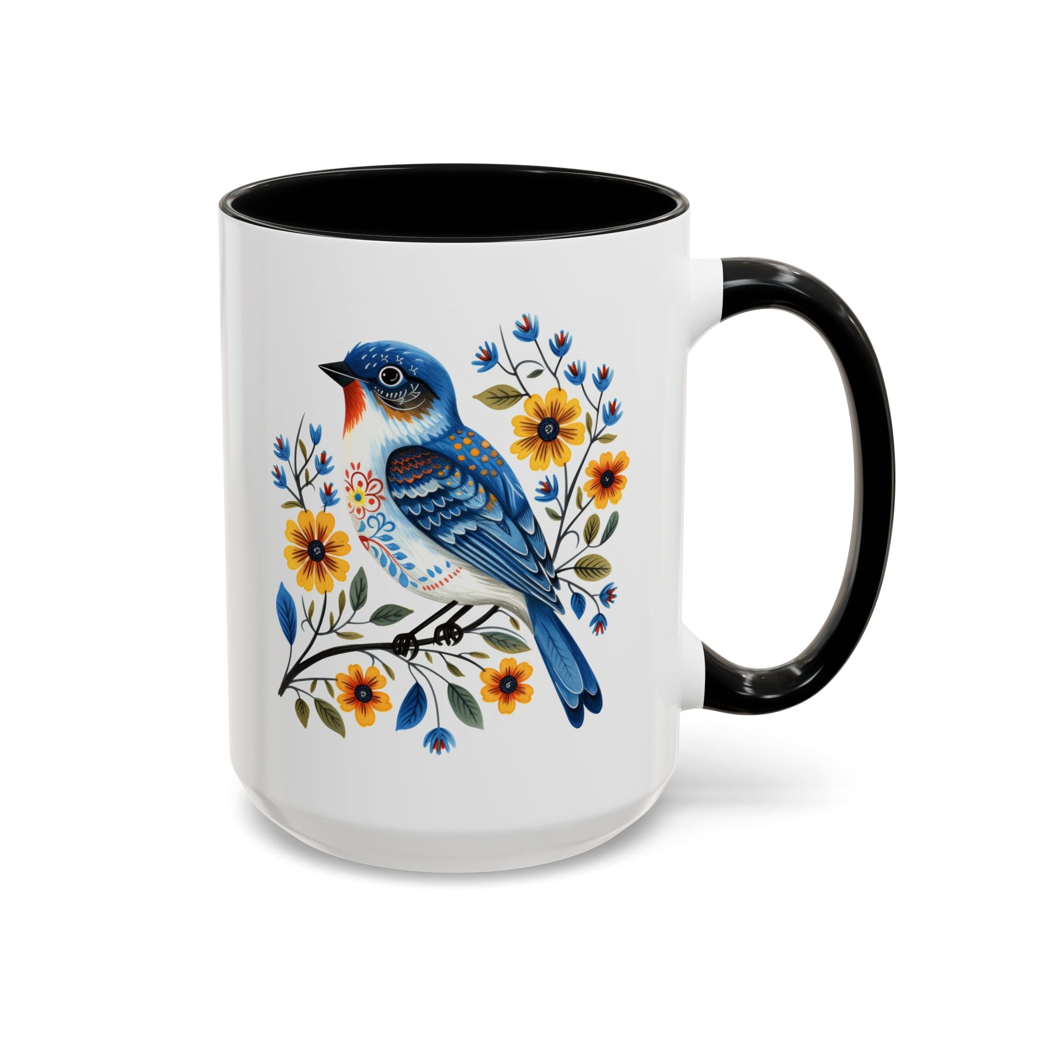 Blue Bird, Folk Art Mug