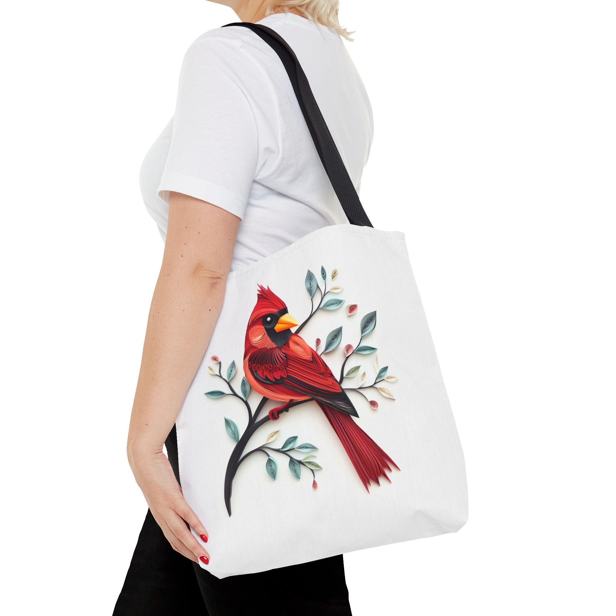 Cardinal, Paper Quilling Tote Bag