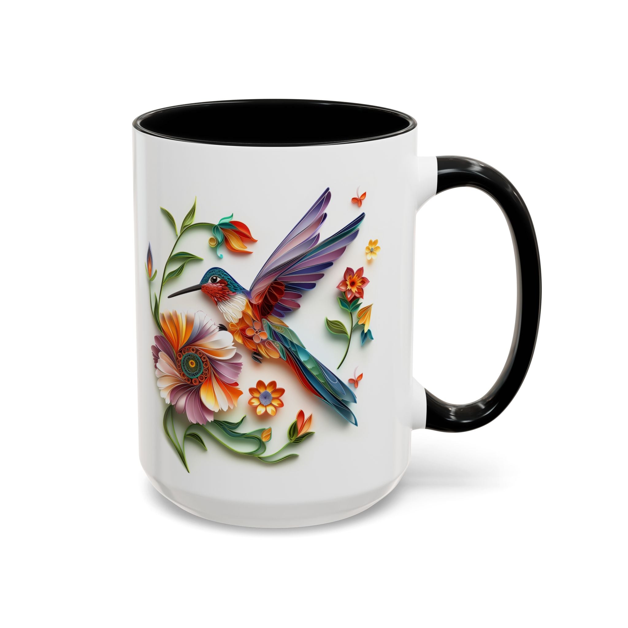 Hummingbird, Paper Quilling Mug - 15oz / Black - Wild Pour