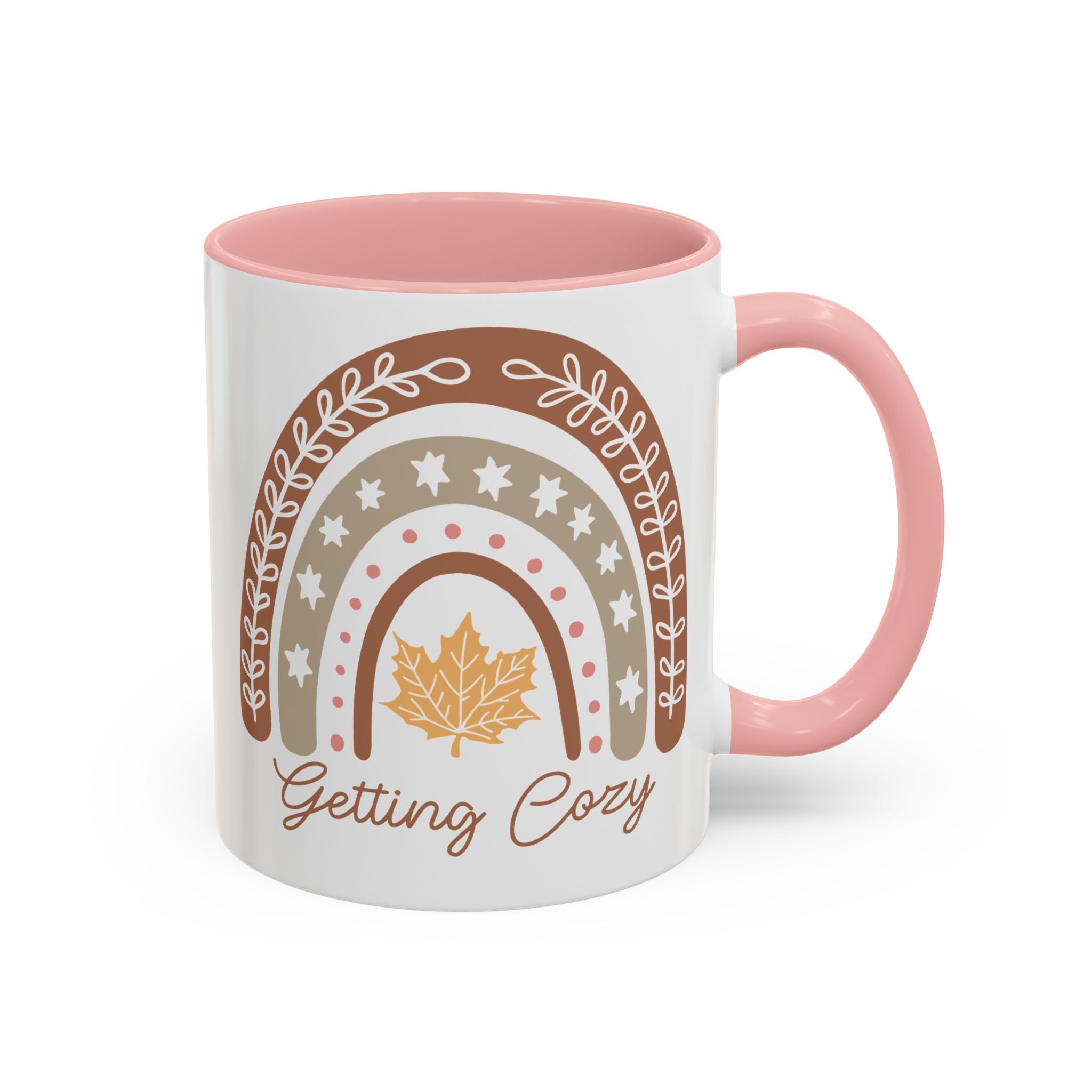 Getting Cozy, Boho Fall Rainbow Mug - 11oz / Pink - Wild Pour