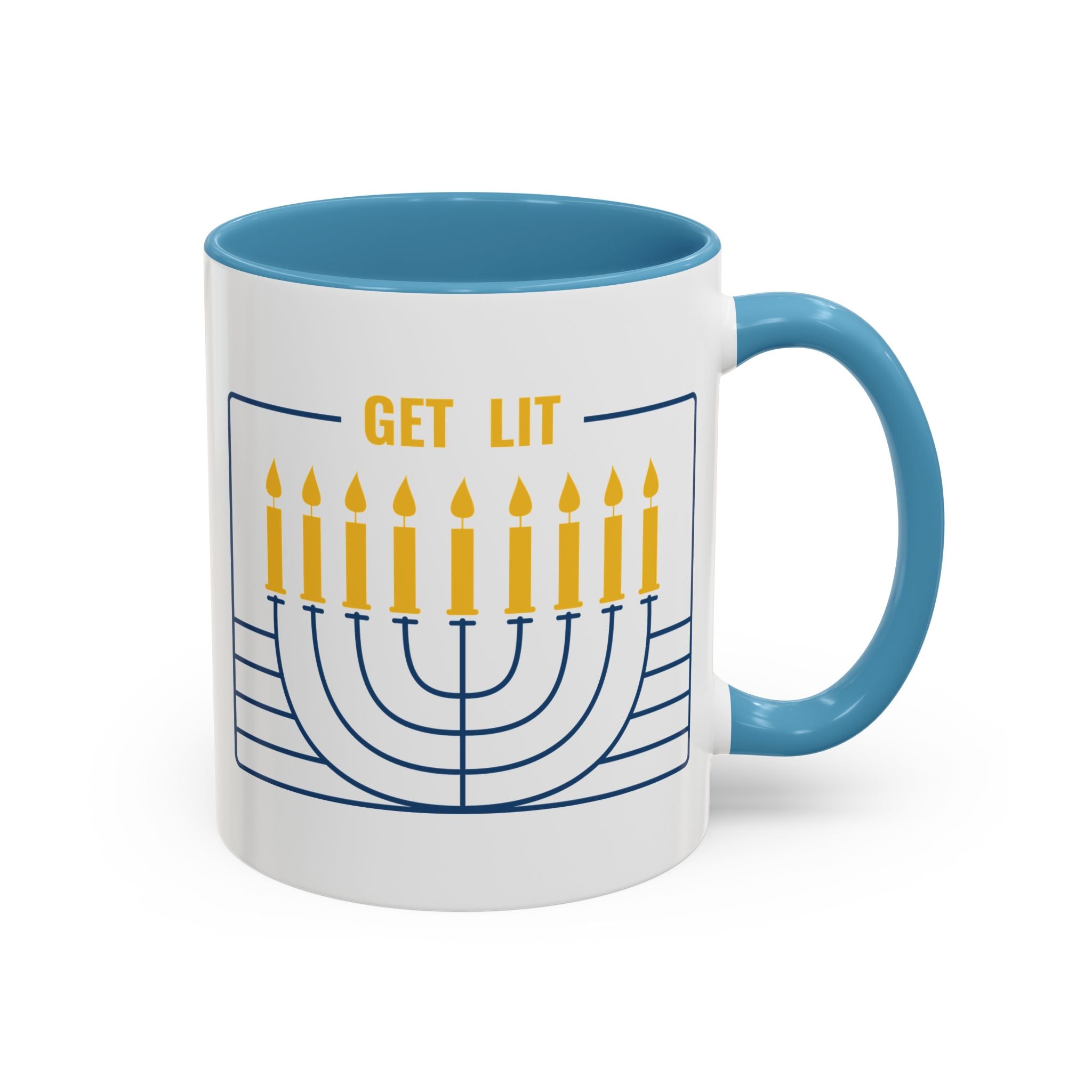 Get Lit, Menorah Mug - 11oz / Light Blue - Wild Pour