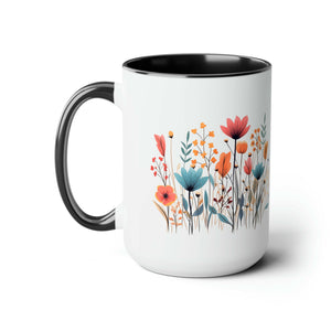 Spring Wildflowers, 15oz 11oz Coffee Mug, Boho Wildflowers Cottagecore, Flower Garden Lover, Gift For Her, Botanical, Spring Floral Nature - Wild Pour