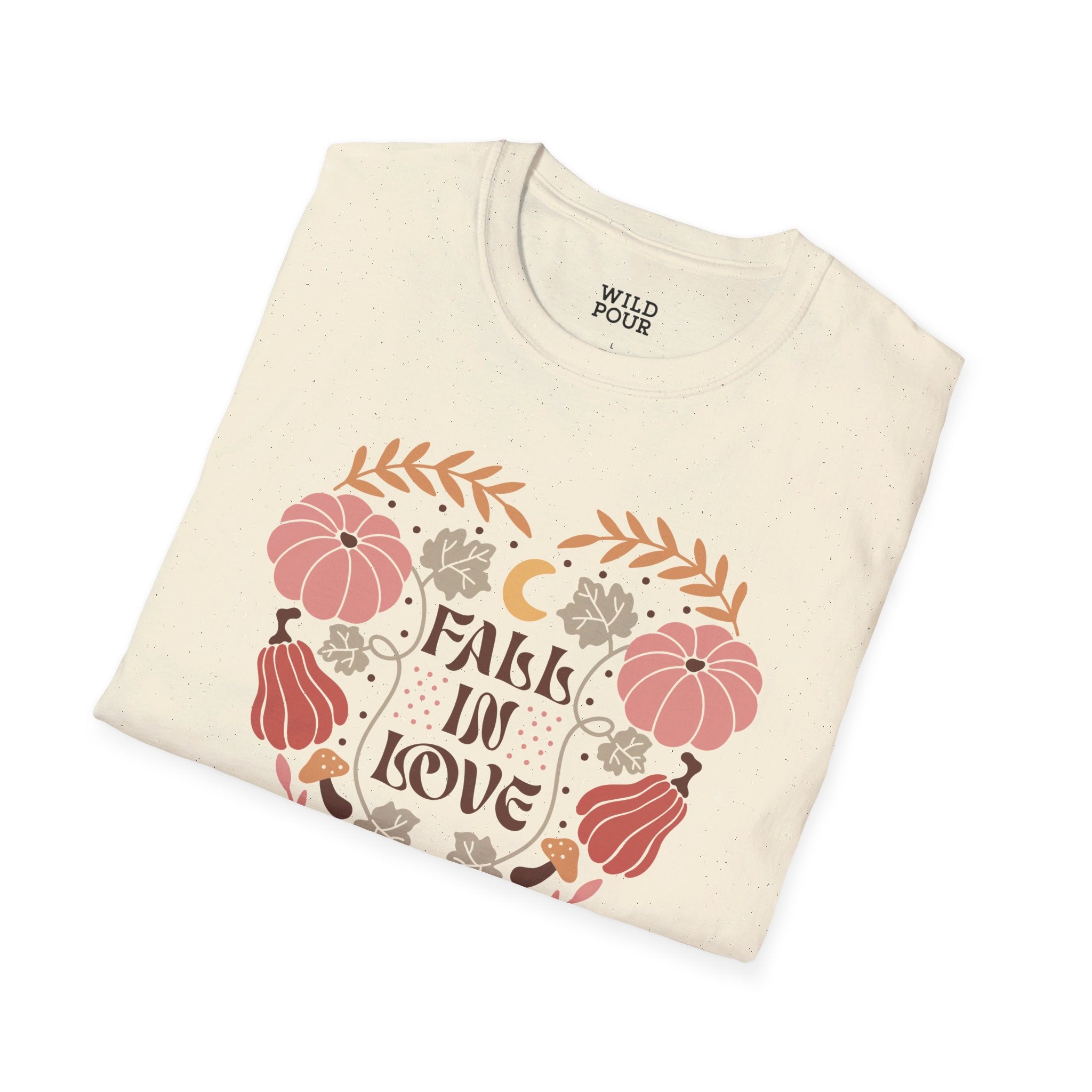 Fall in Love, Boho Retro Fall Tee - Wild Pour