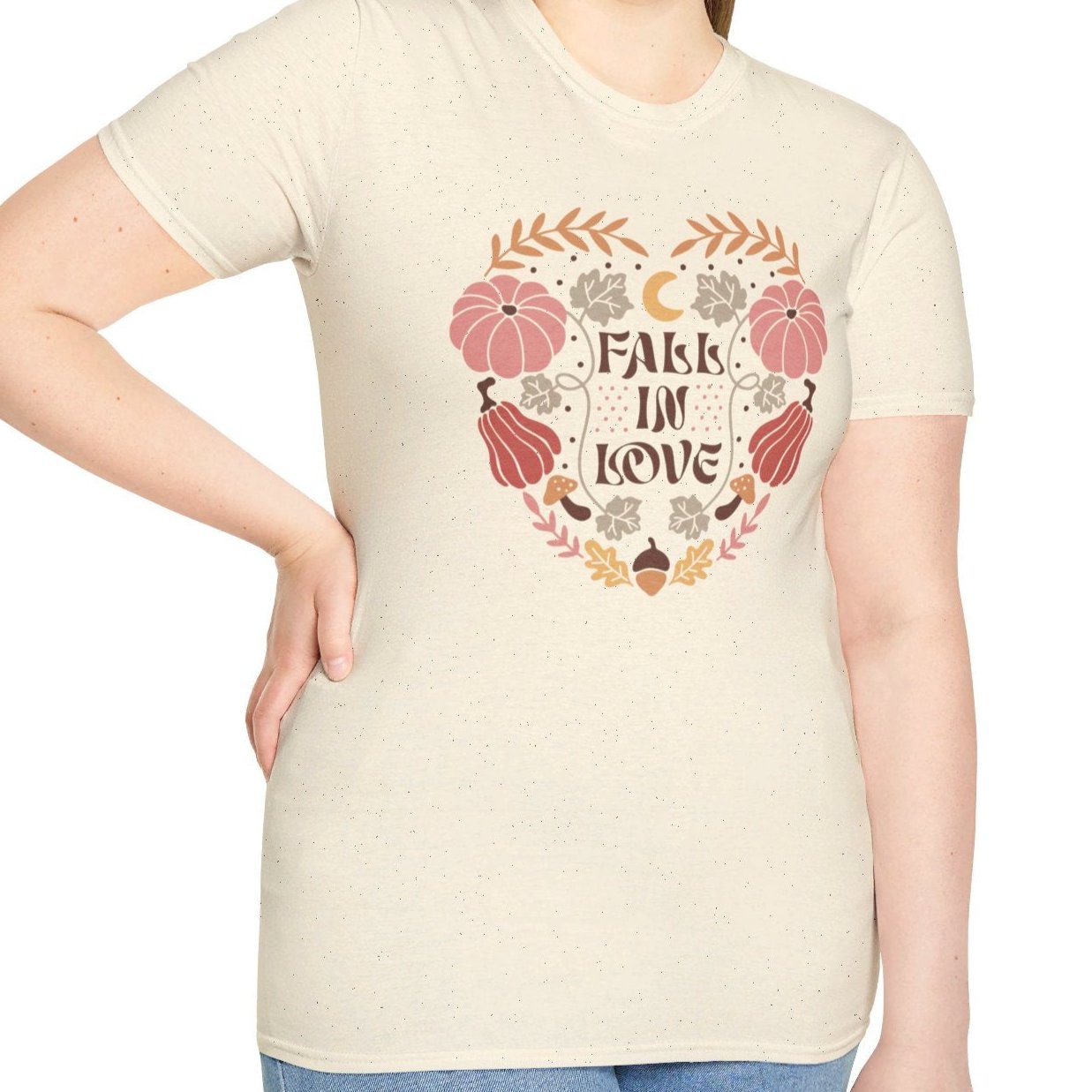 Fall in Love, Boho Retro Fall Tee - Wild Pour