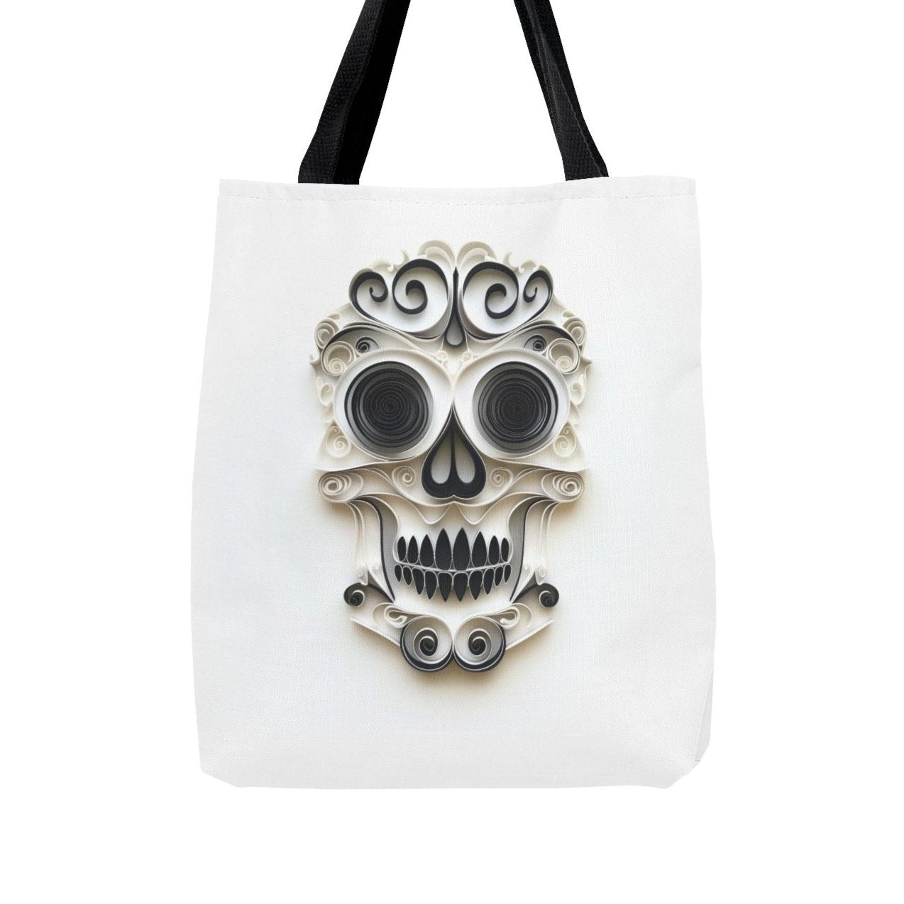 Black & White Skull, Paper Quilling Tote Bag