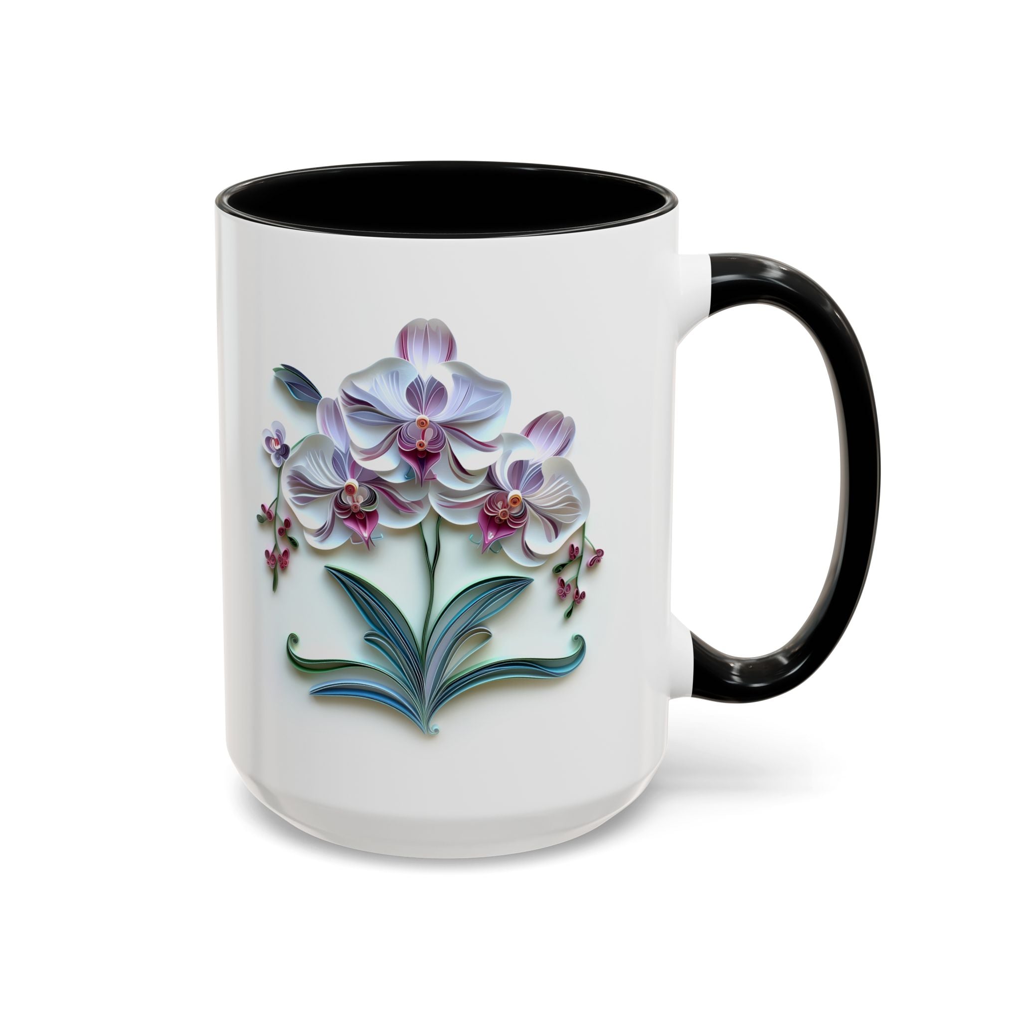 Orchids, Paper Quilling Mug - 15oz / Black - Wild Pour