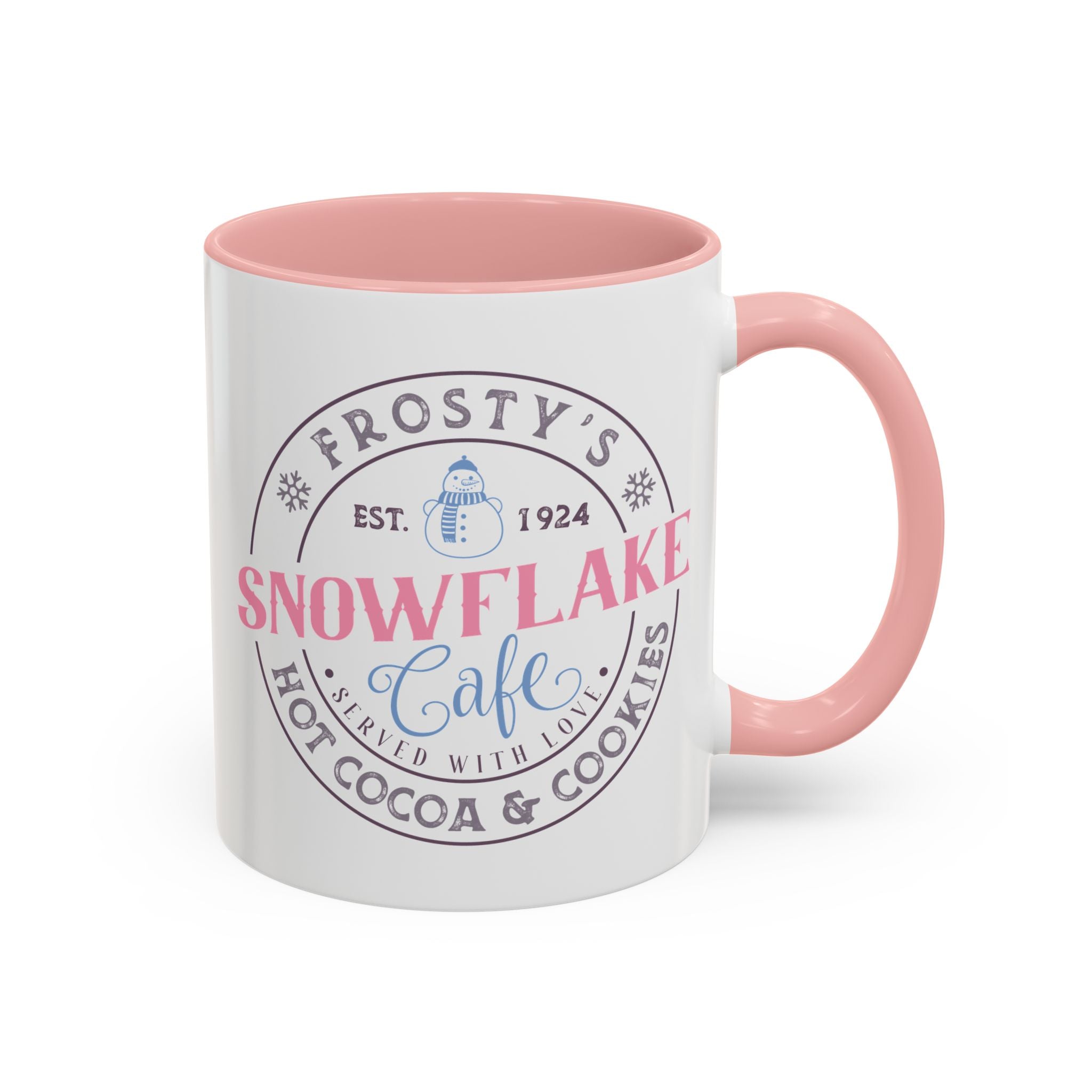 Frosty's Snowflake Cafe, Snowman Mug - 11oz / Pink - Wild Pour