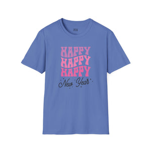 Happy Happy Happy New Year Tee - S / Iris - Wild Pour