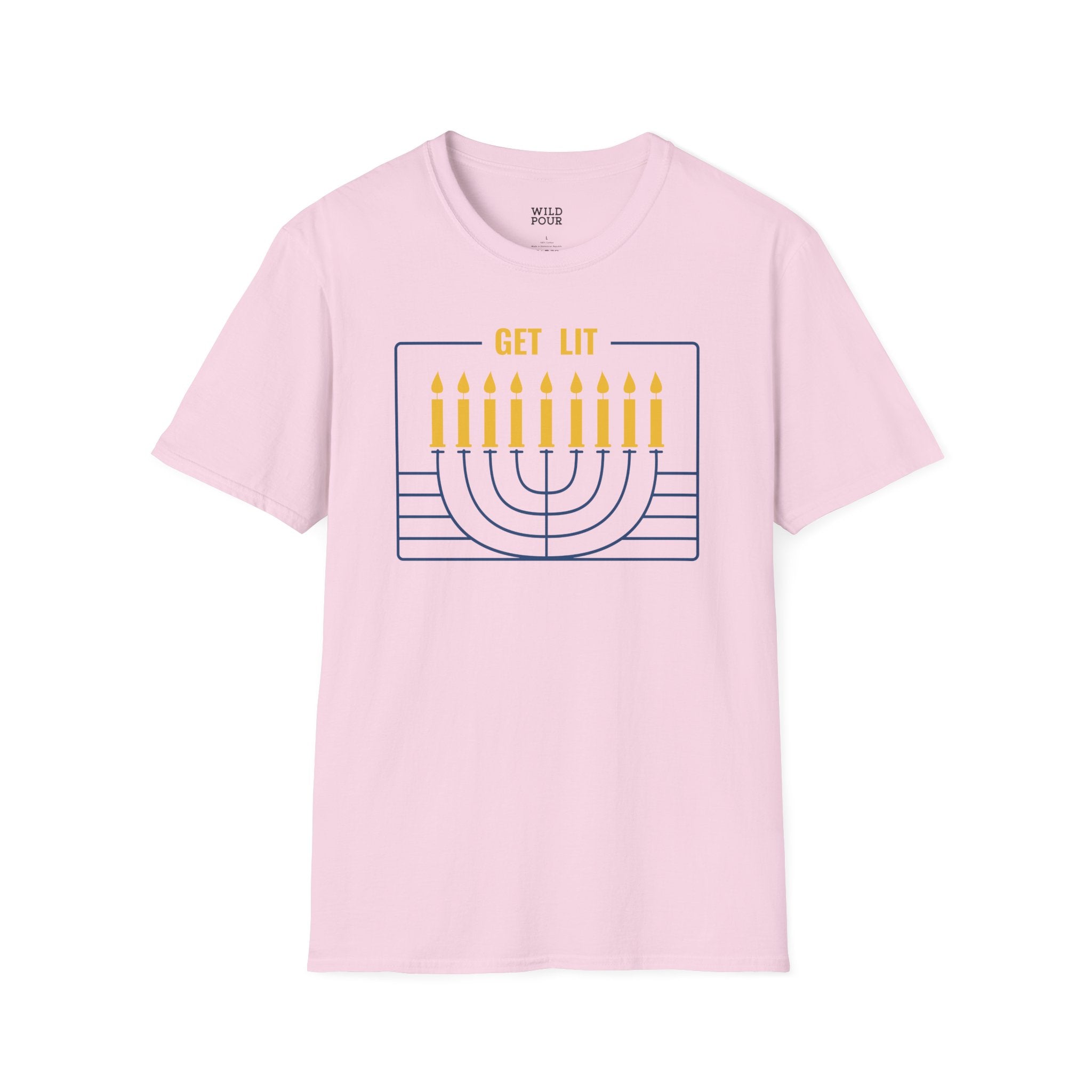 Get Lit, Menorah Tee - S / Light Pink - Wild Pour