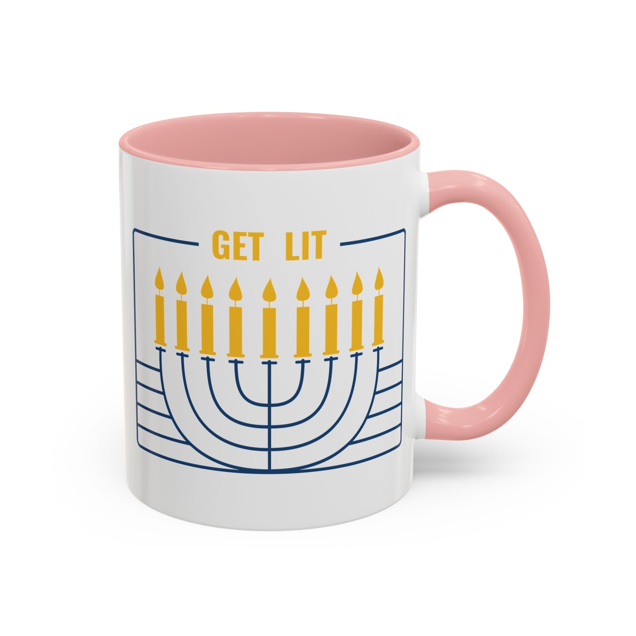 Get Lit, Menorah Mug - 11oz / Pink - Wild Pour