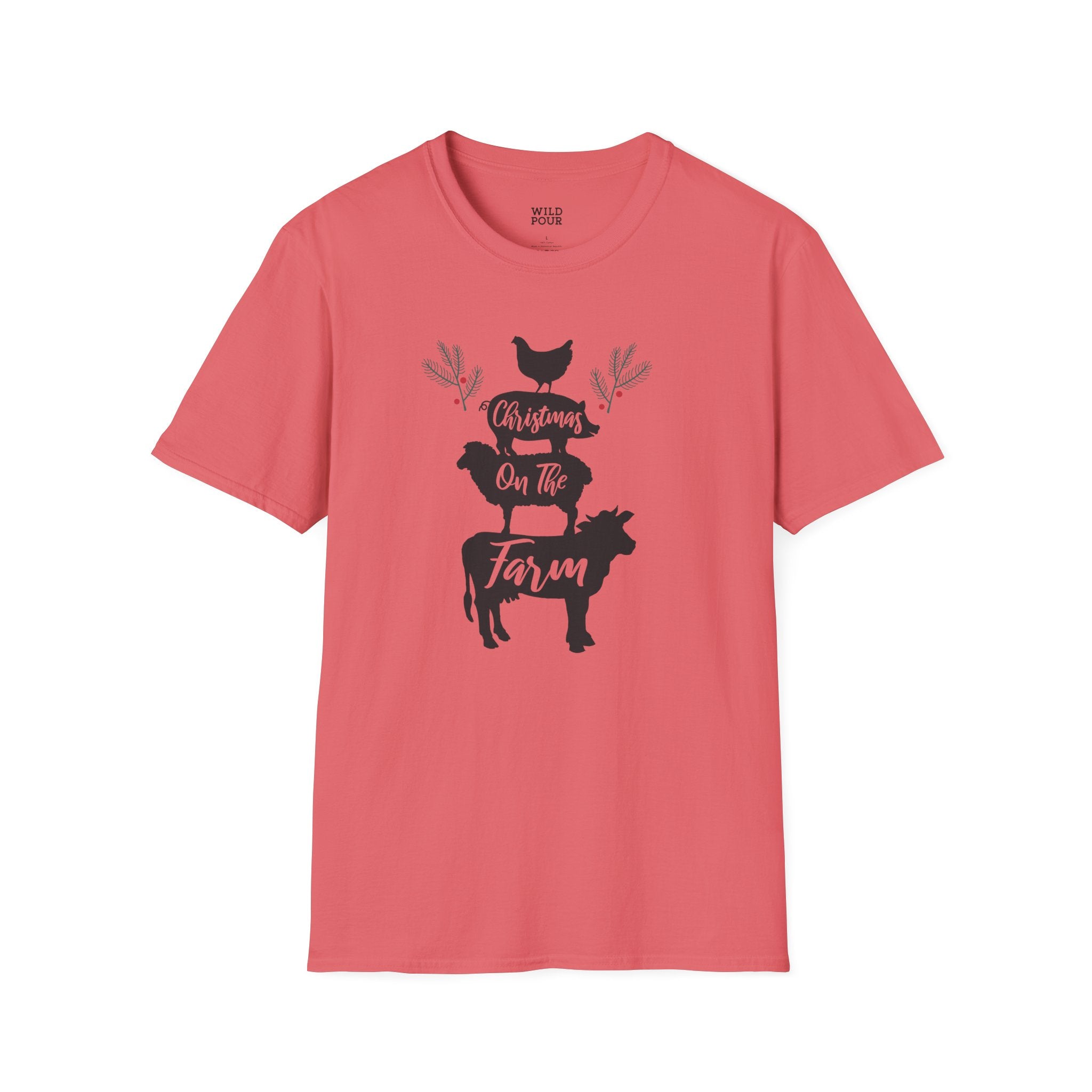 Christmas on the Farm Tee - S / Coral Silk - Wild Pour