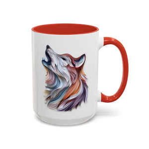 Howling Wolf, Paper Quilling Mug - 15oz / Red - Wild Pour