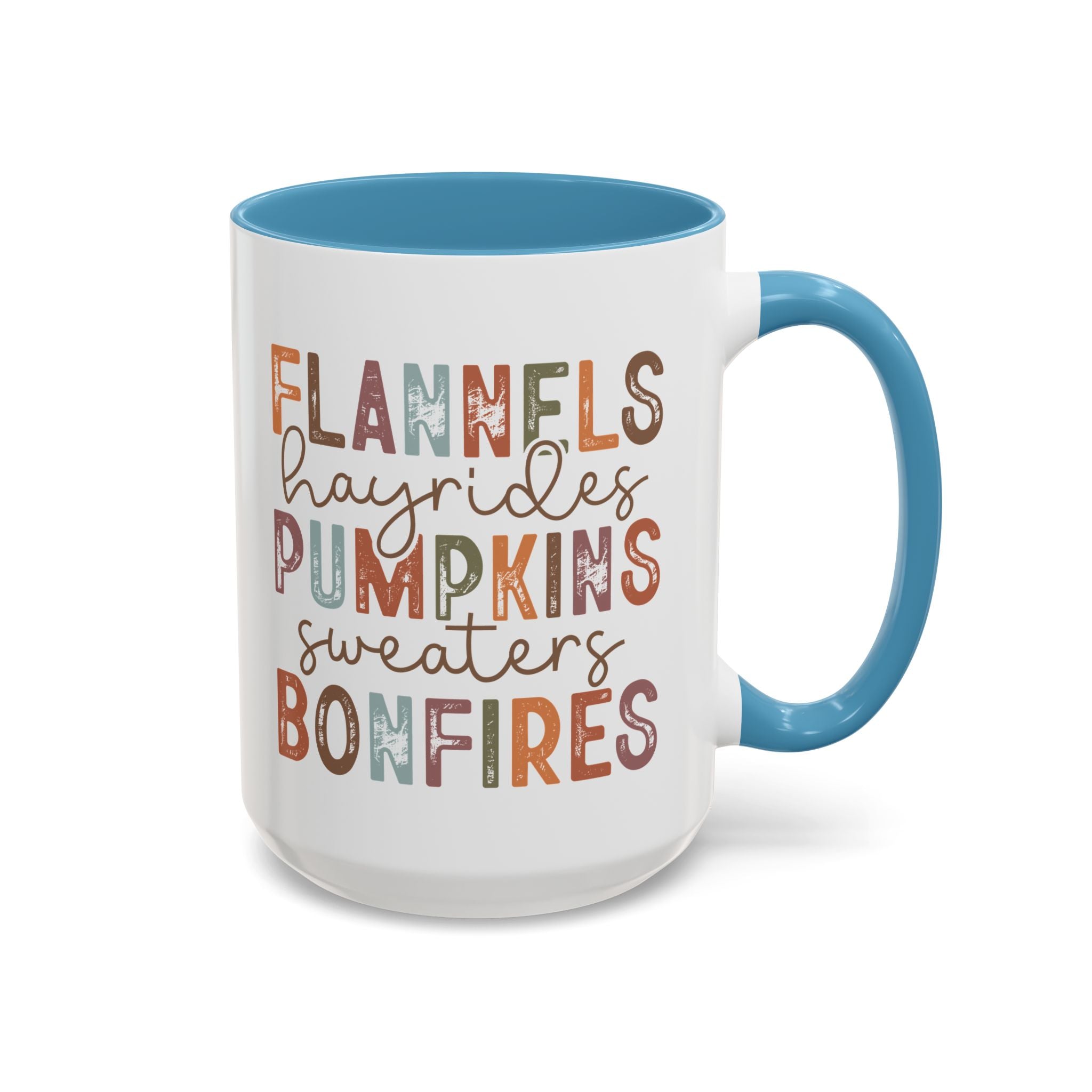 Flannels Hayrides Pumpkins Sweater and Bonfires Mug - 15oz / Light Blue - Wild Pour